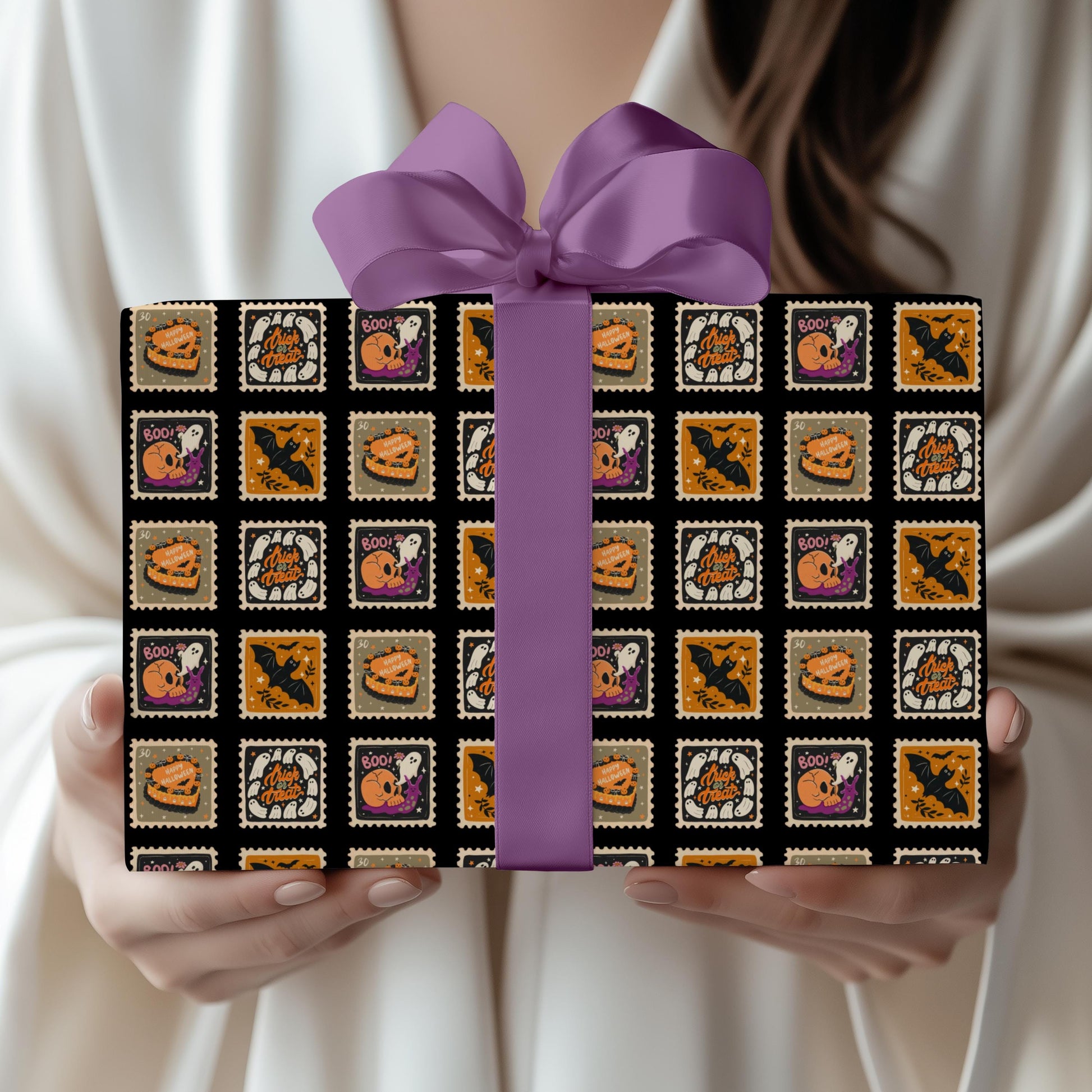 Halloween Dark Gift Wrap Spooky Halloween Wrapping Paper Black Trick or Treat Gift Paper Halloween Birthday Wrapping Paper Roll Gothic Wrap - LAUMIANstudio