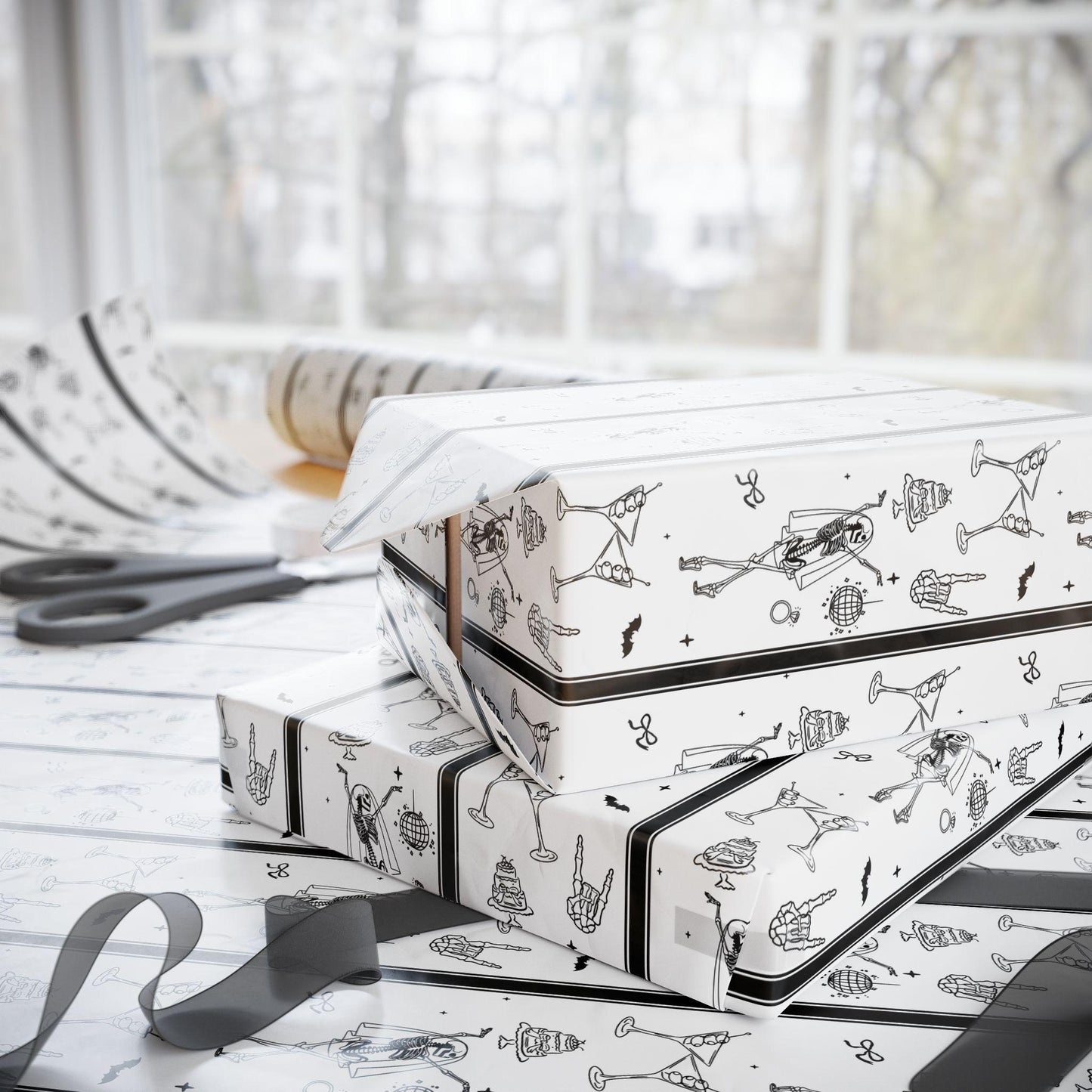 Till Death Do Us Party Gift Wrap Spooky Bachelorette Gift Wrapping Paper Custom Skeleton Bach Party Gift Paper Spooky Bridal Shower Wrap - LAUMIANstudio