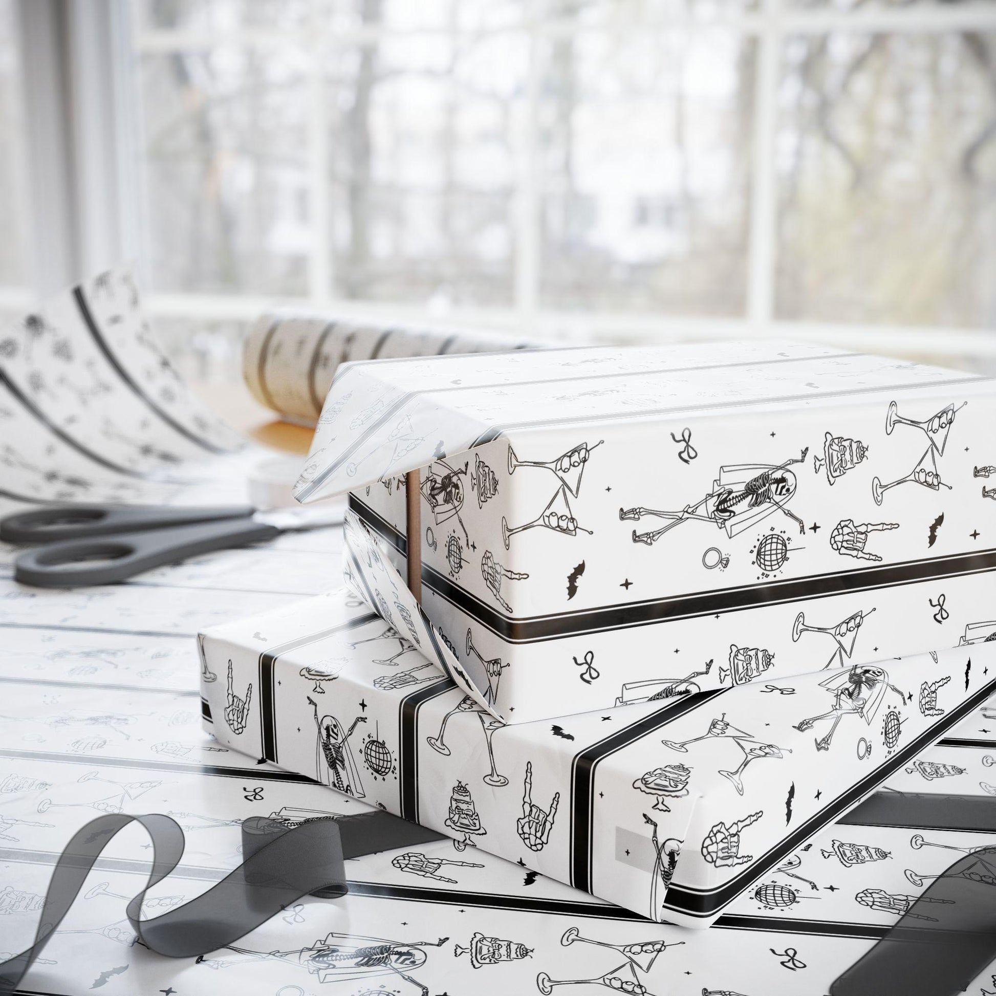 Till Death Do Us Party Gift Wrap Spooky Bachelorette Gift Wrapping Paper Custom Skeleton Bach Party Gift Paper Spooky Bridal Shower Wrap - LAUMIANstudio