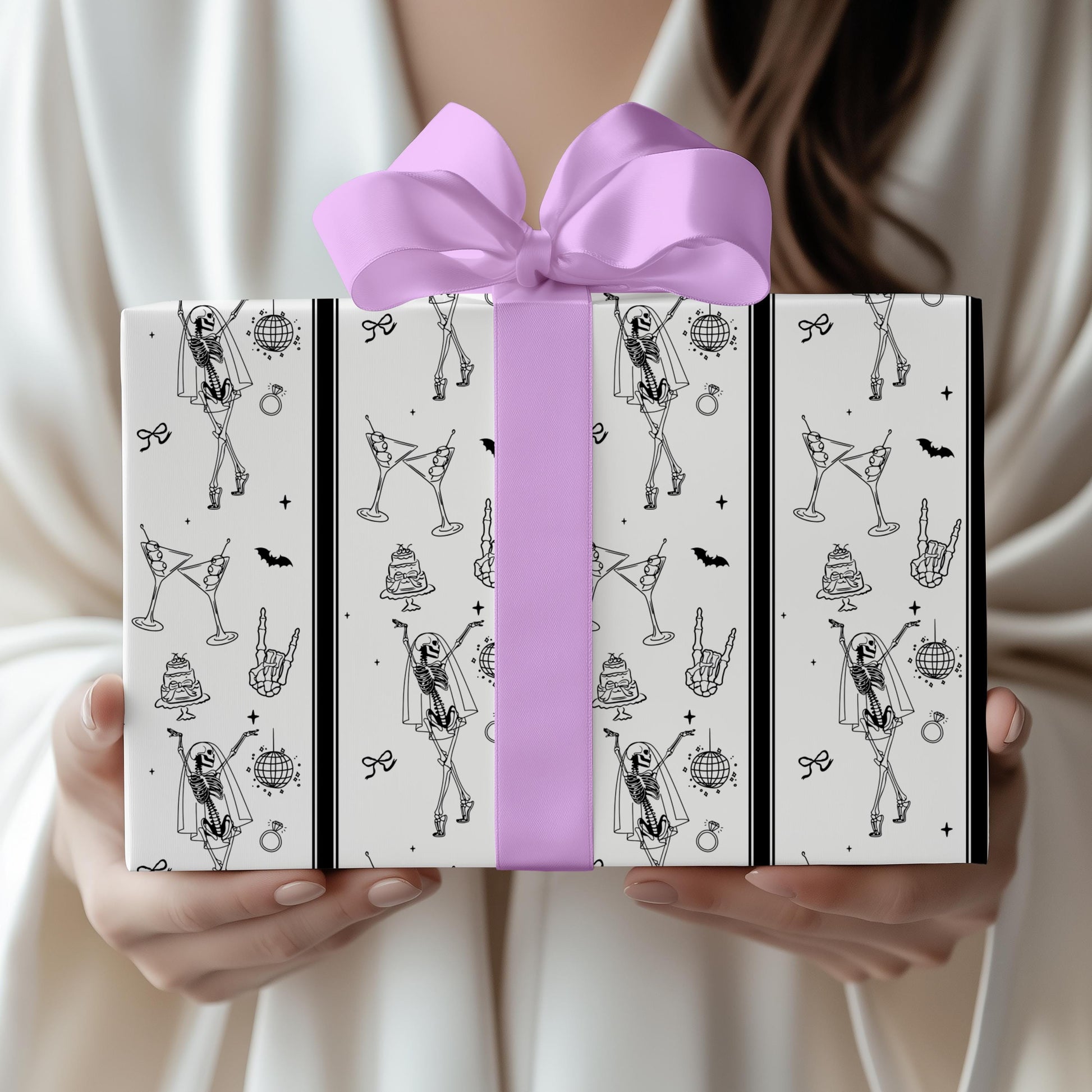 Till Death Do Us Party Gift Wrap Spooky Bachelorette Gift Wrapping Paper Custom Skeleton Bach Party Gift Paper Spooky Bridal Shower Wrap - LAUMIANstudio