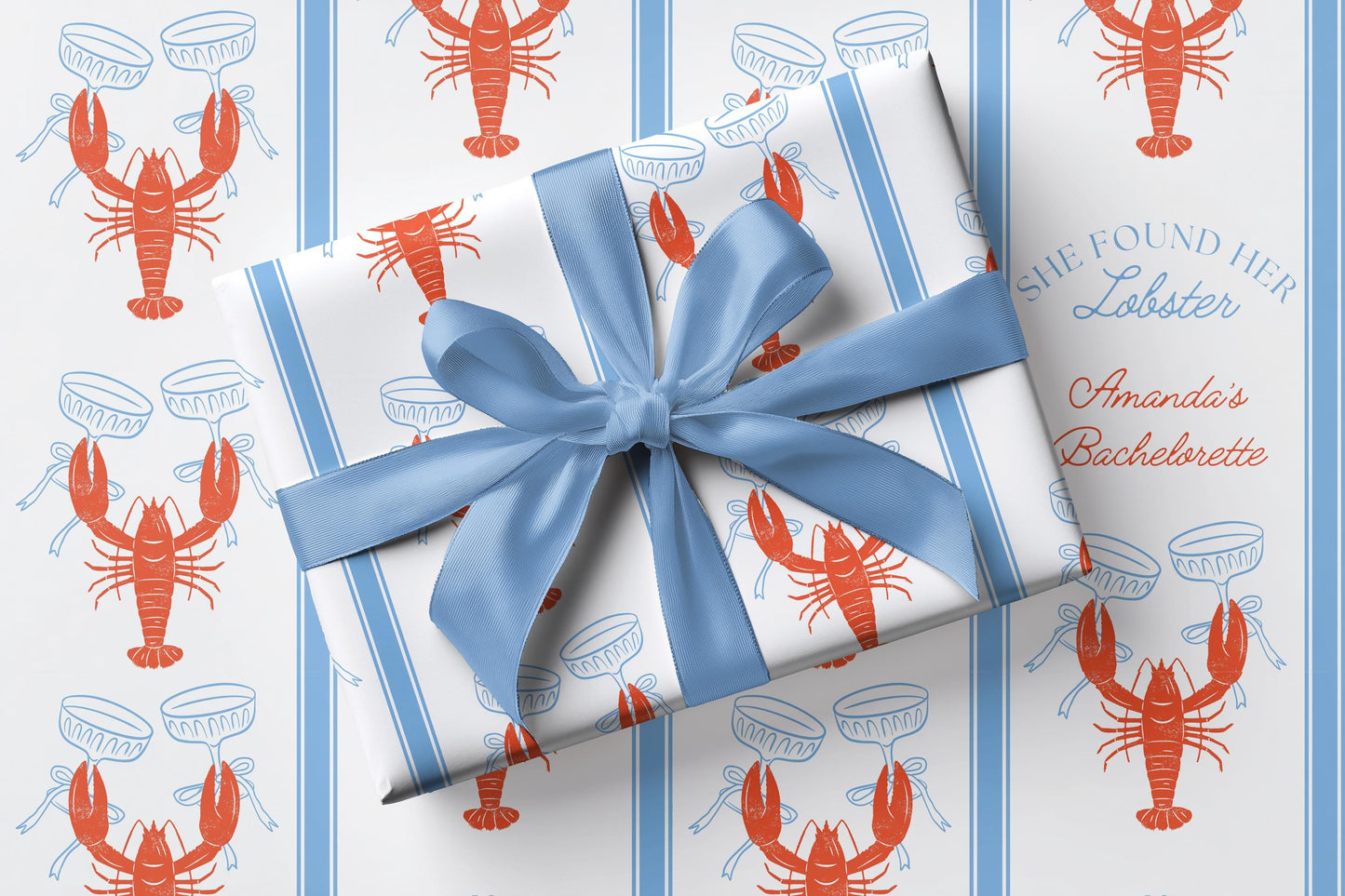 She Found Her Lobster Wrapping Paper Coastal Bachelorette Gift Wrapping Lobster Bridal Shower Wrapping Paper Lobster Martini Gift Wrap Funny - LAUMIANstudio