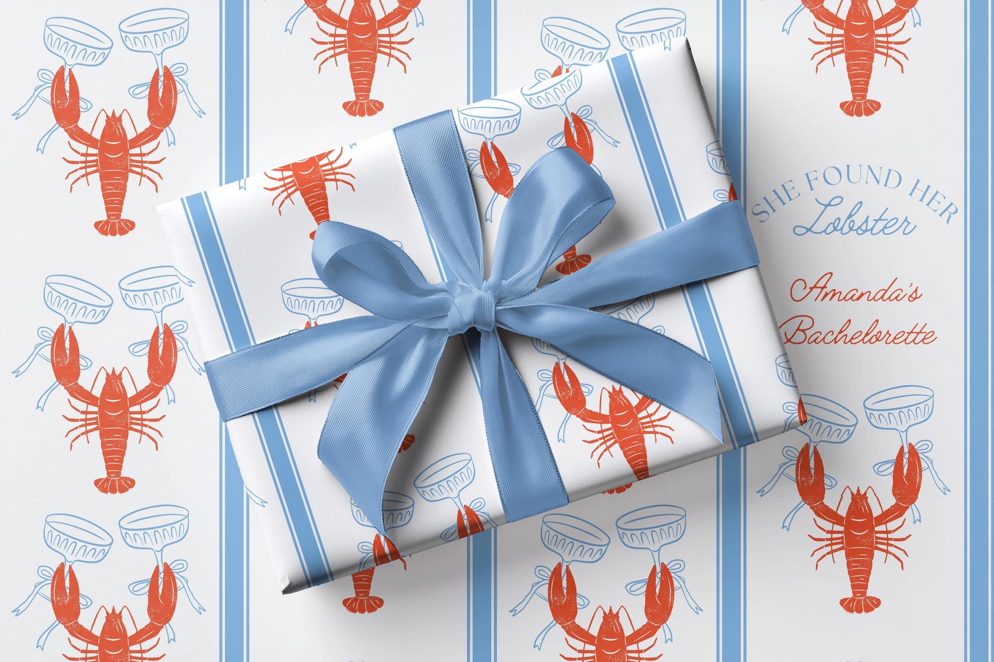 She Found Her Lobster Wrapping Paper Coastal Bachelorette Gift Wrapping Lobster Bridal Shower Wrapping Paper Lobster Martini Gift Wrap Funny - LAUMIANstudio