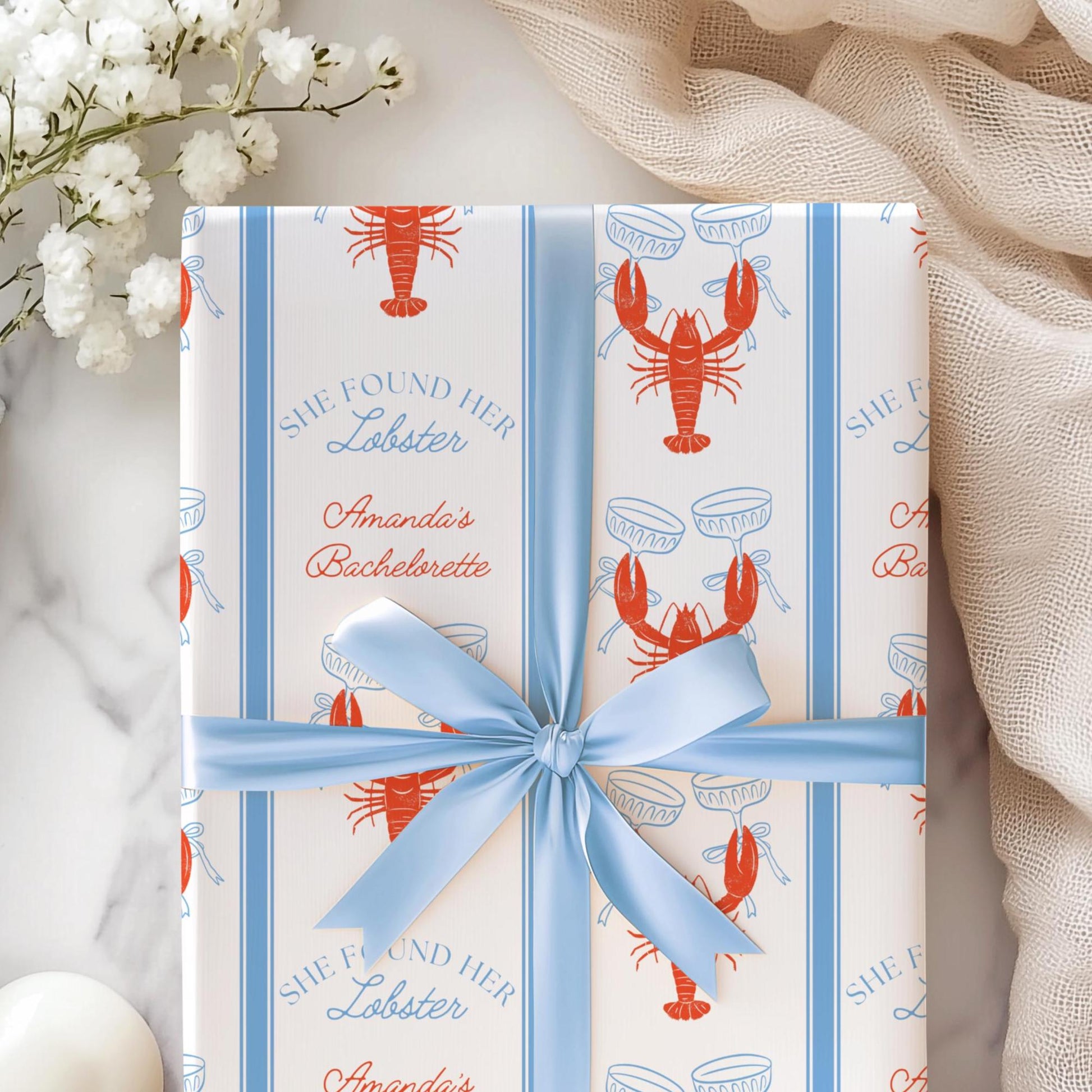 She Found Her Lobster Wrapping Paper Coastal Bachelorette Gift Wrapping Lobster Bridal Shower Wrapping Paper Lobster Martini Gift Wrap Funny - LAUMIANstudio
