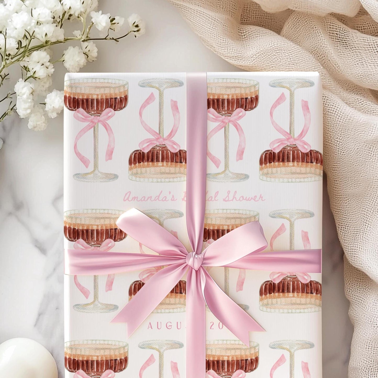 Espresso Martini Gift Wrap Martini Bachelorette Wrapping Paper She's Tying the Know Birthday Wrapping Paper Roll Cocktail Party Gift Wrap - LAUMIANstudio