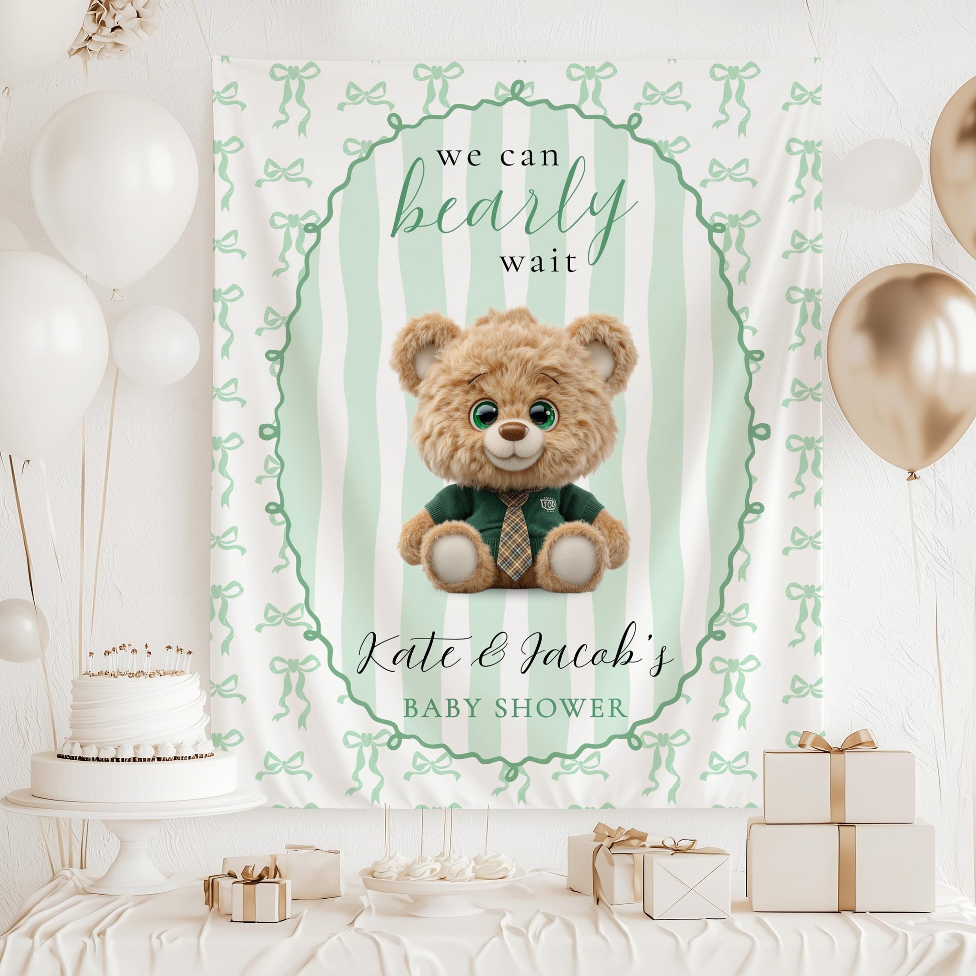 Pink We Can Bearly Wait Banner Teddy Bear Baby Shower Backdrop for Girl Teddy Baby Sprinkle Decor Pink Baby Girl Shower Decor Plush Teddy - LAUMIANstudio