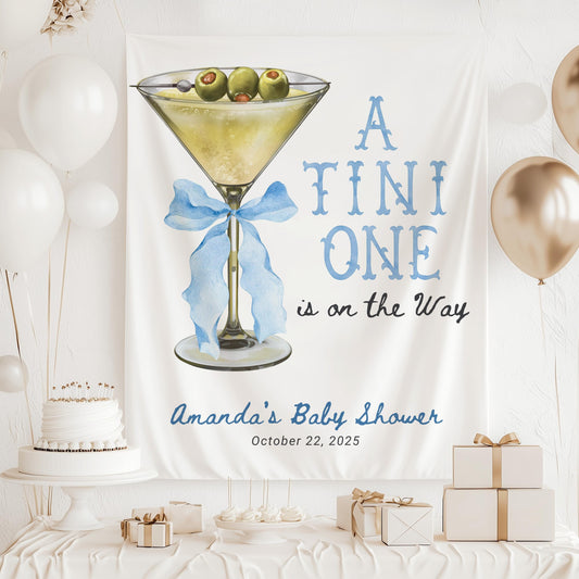 Martini Baby Shower Sign Martini Olive Baby Shower Banner A Tini One is on the Way Backdrop Cocktail Baby Shower Decor Martini Photo Banner - LAUMIANstudio