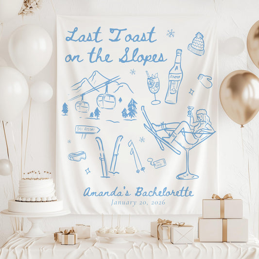 Winter Apres Ski Backdrop Personalized Love in Snow Banner Winter Bridal Shower Sign Winter Wedding Photo Backdrop Apres Ski Bachelorette - LAUMIANstudio