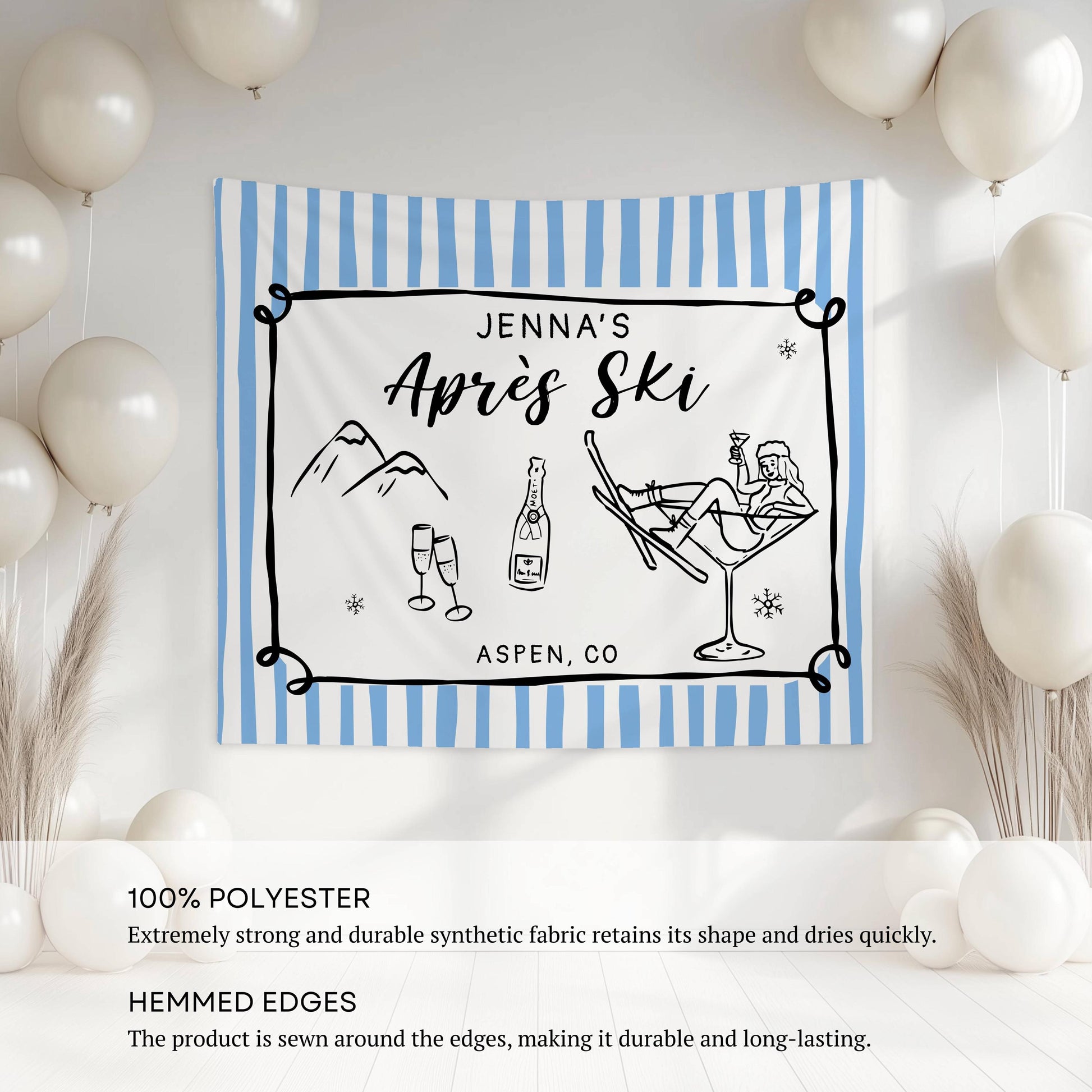 Last Toast on the Slopes Banner Custom Winter Bachelorette Banner Apres Ski Bridal Shower Backdrop Bach Weekend Ski Decor Shower in Mountain - LAUMIANstudio