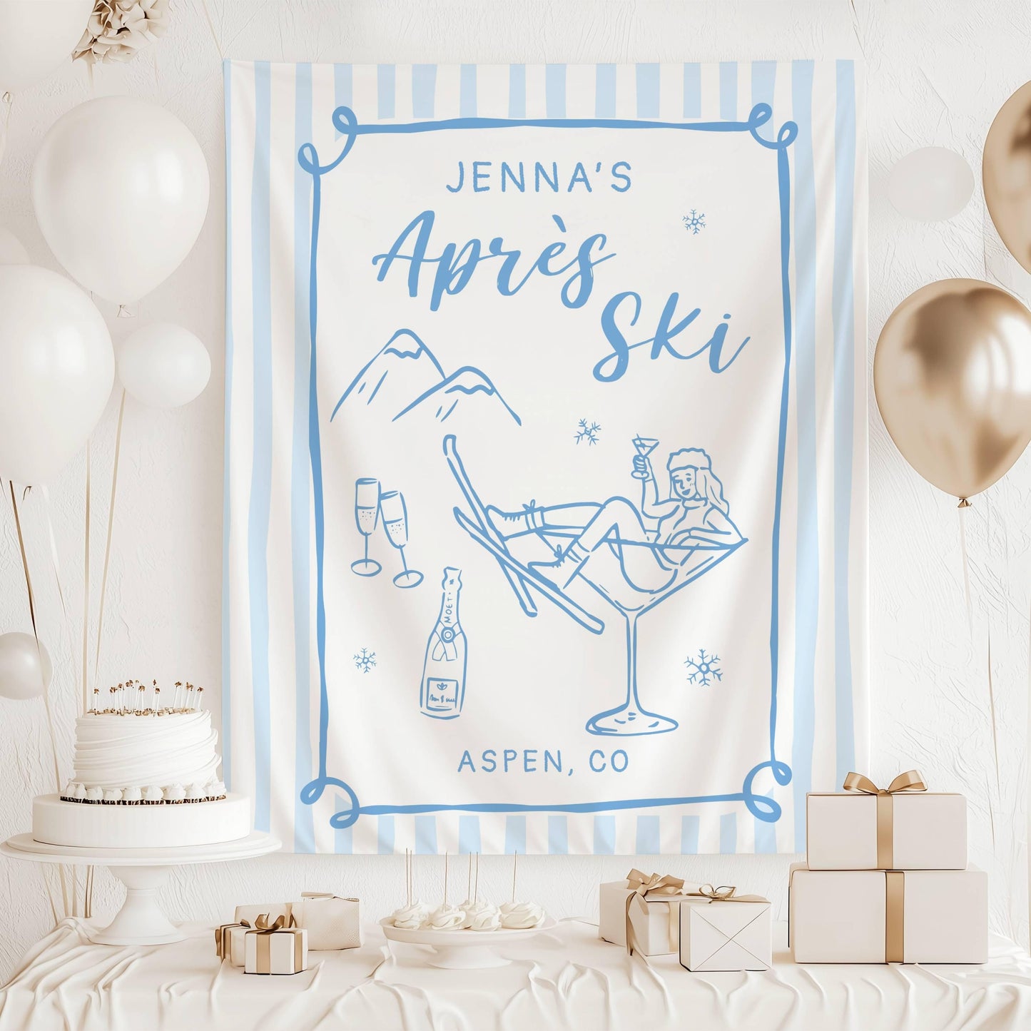 Last Toast on the Slopes Banner Custom Winter Bachelorette Banner Apres Ski Bridal Shower Backdrop Bach Weekend Ski Decor Shower in Mountain - LAUMIANstudio