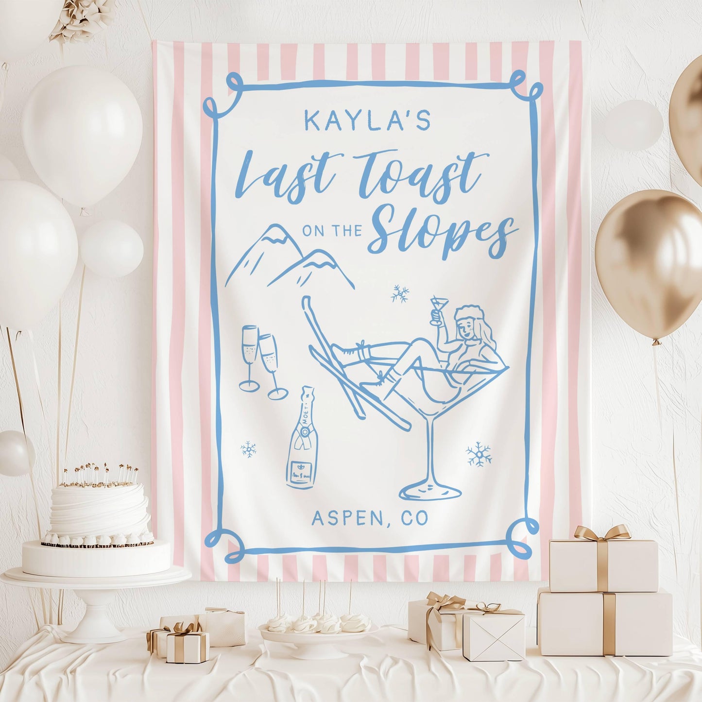 Après Ski Bachelorette Backdrop Winter Bridal Shower in Mountain Après Ski Bach Weekend Welcome Sign Bachelorette in Aspen Après Ski Banner - LAUMIANstudio