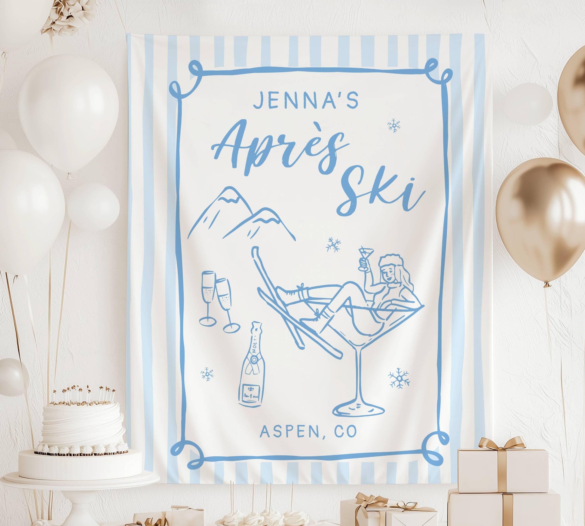 Après Ski Bachelorette Backdrop Winter Bridal Shower in Mountain Après Ski Bach Weekend Welcome Sign Bachelorette in Aspen Après Ski Banner - LAUMIANstudio