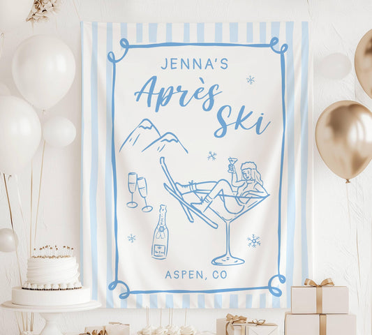 Après Ski Bachelorette Backdrop Winter Bridal Shower in Mountain Après Ski Bach Weekend Welcome Sign Bachelorette in Aspen Après Ski Banner - LAUMIANstudio