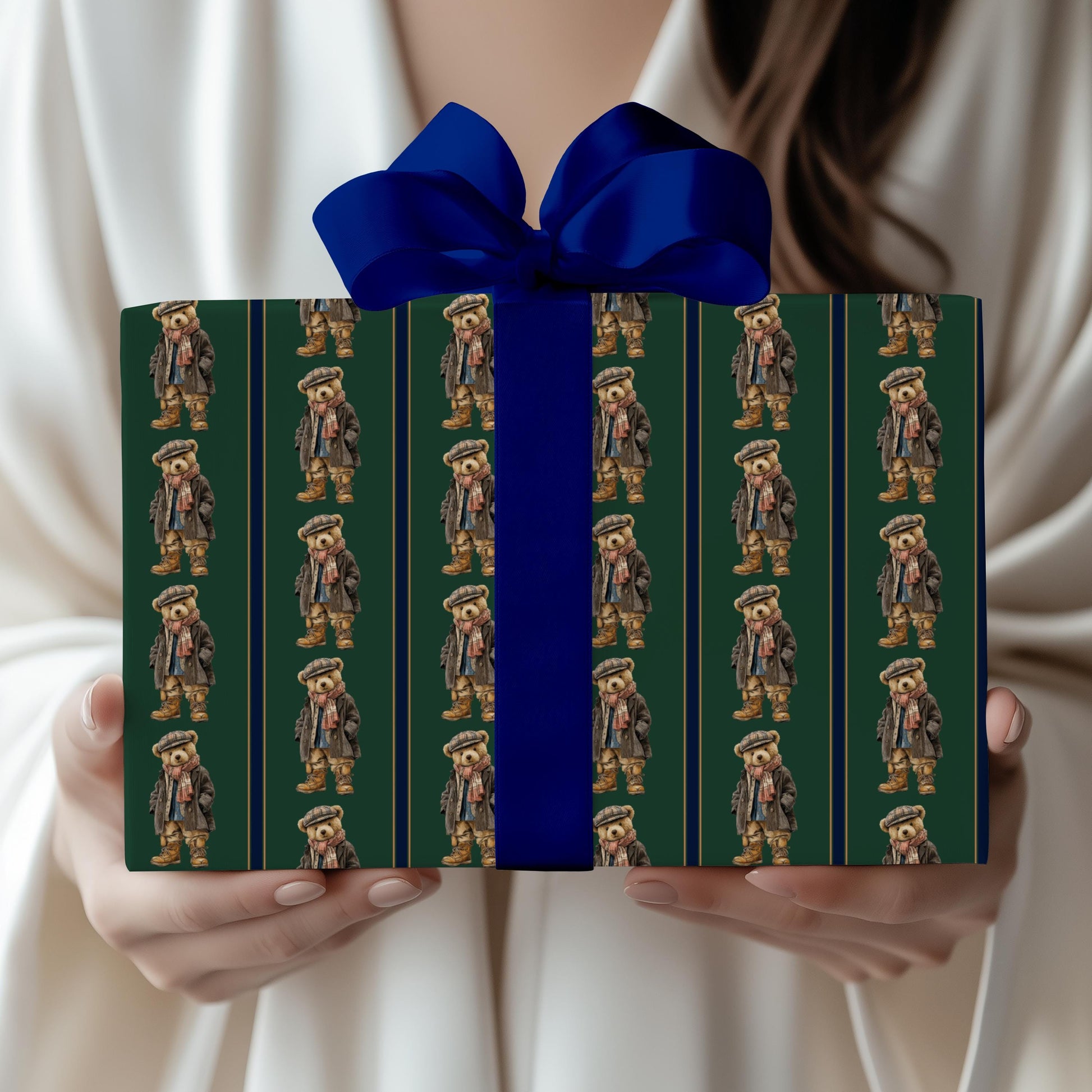 Teddy Bear Wrapping Paper Kid Christmas Gift Wrap Bear Theme Baby Shower Bearly Wait Gift Wrapping Paper Roll Boy Baby Shower Wrap Bear - LAUMIANstudio