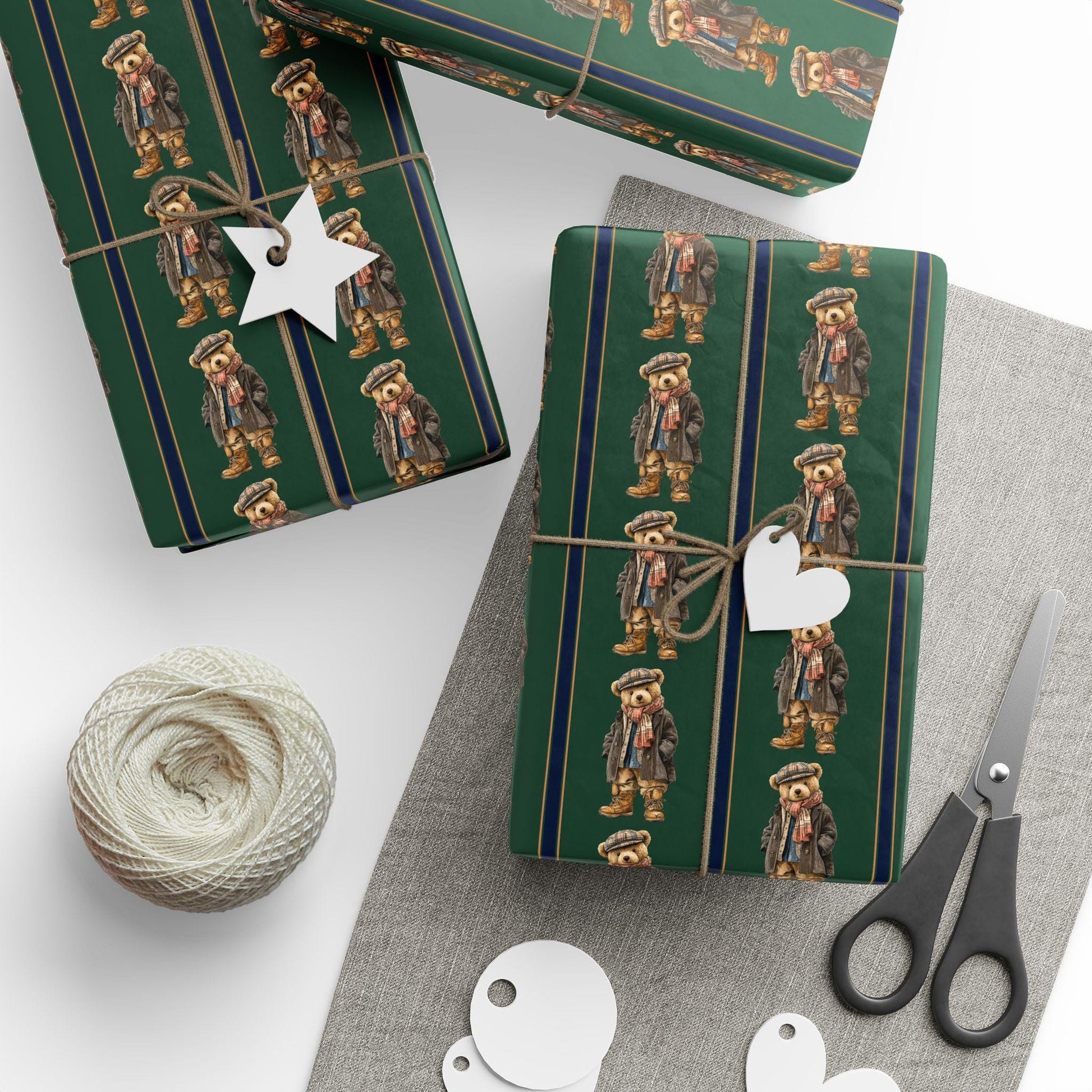 Teddy Bear Wrapping Paper Kid Christmas Gift Wrap Bear Theme Baby Shower Bearly Wait Gift Wrapping Paper Roll Boy Baby Shower Wrap Bear - LAUMIANstudio