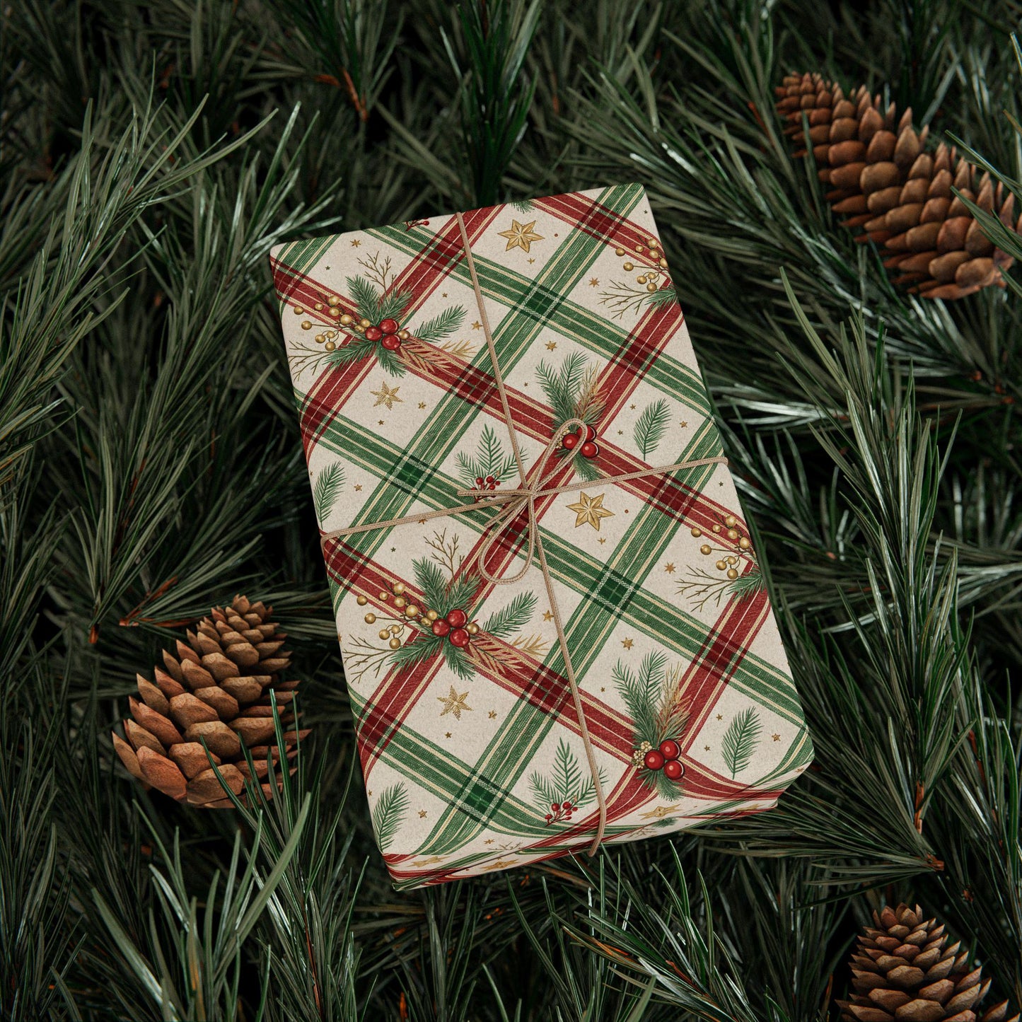 Christmas Plaid Wrapping Paper Red Green Plaid Gift Wrap Festive Red Wrapping Paper Roll Vintage Christmas Gift Wrap Oldfashioned Wrapping - LAUMIANstudio
