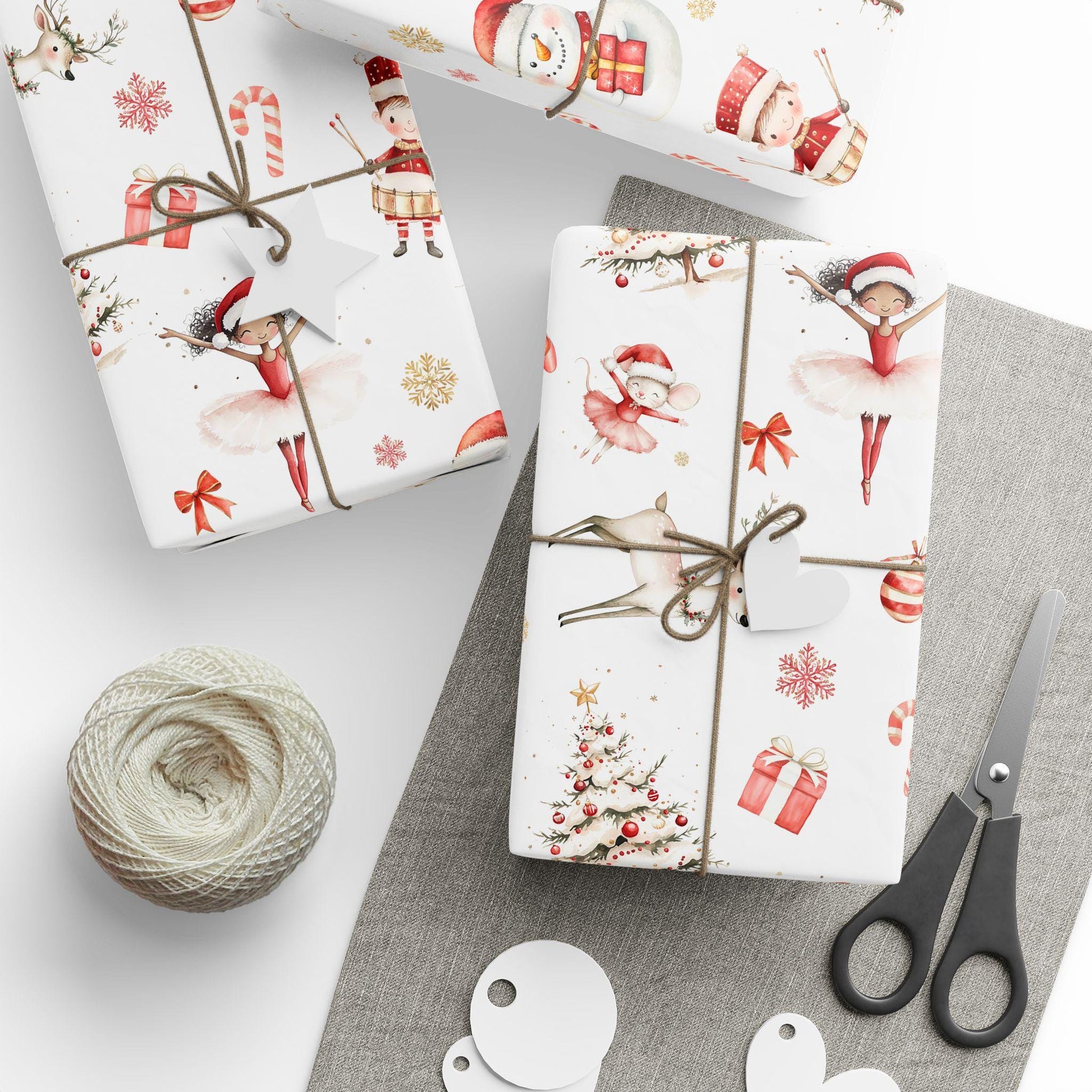 Festive Ballerina Wrapping Paper Children Red Christmas Gift Wrap Personalized Red Ballerina Gift Wrap Christmas Birthday Custom Wrap Girl - LAUMIANstudio