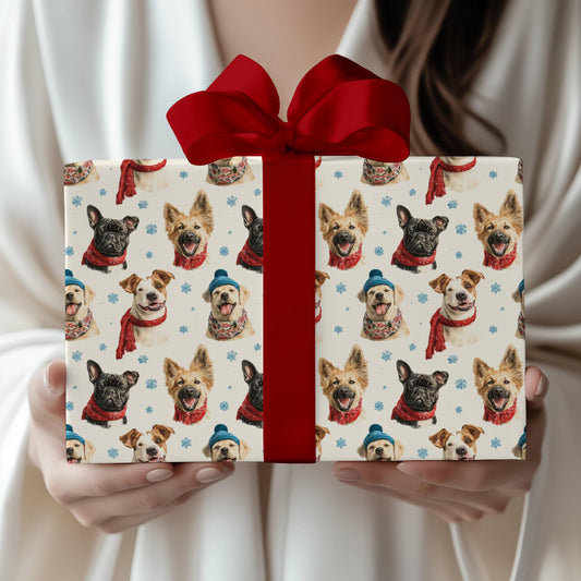 Festive Dog Wrapping Paper Christmas Labrador Retriever Gift Wrap Holiday Beagle Wrapping Paper Roll Dog Breed Christmas Gift Wrap Dog Owner - LAUMIANstudio
