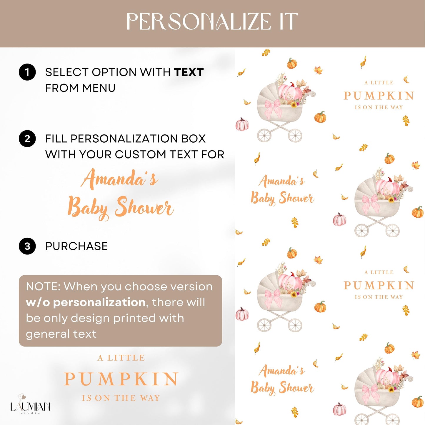 Little Pumpkin Is On The Way Wrapping Paper Autumn Baby Shower Gift Wrap Cute Pumpkin Stroller Baby Sprinkle Paper Fall Baby Shower Decor - LAUMIANstudio