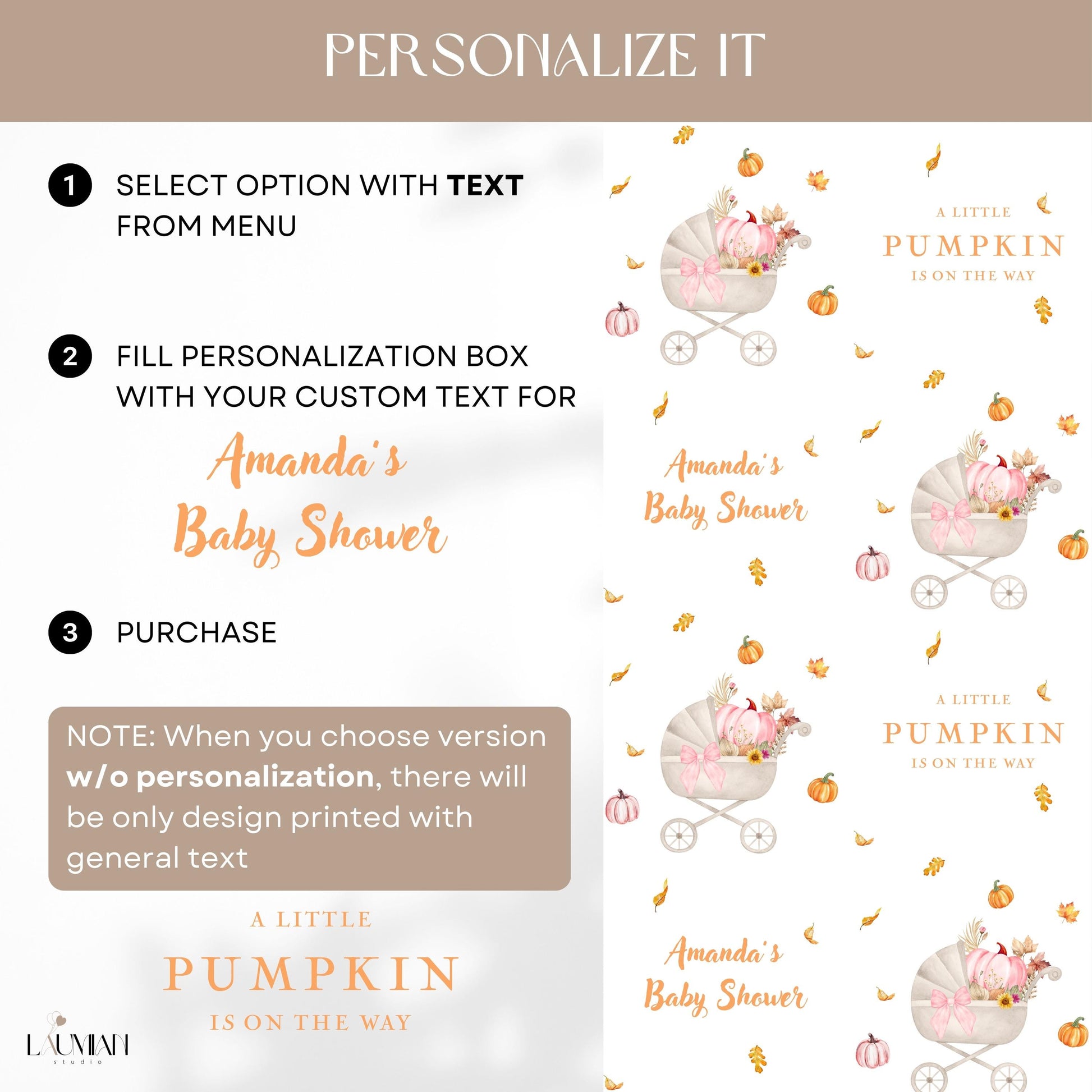 Little Pumpkin Is On The Way Wrapping Paper Autumn Baby Shower Gift Wrap Cute Pumpkin Stroller Baby Sprinkle Paper Fall Baby Shower Decor - LAUMIANstudio