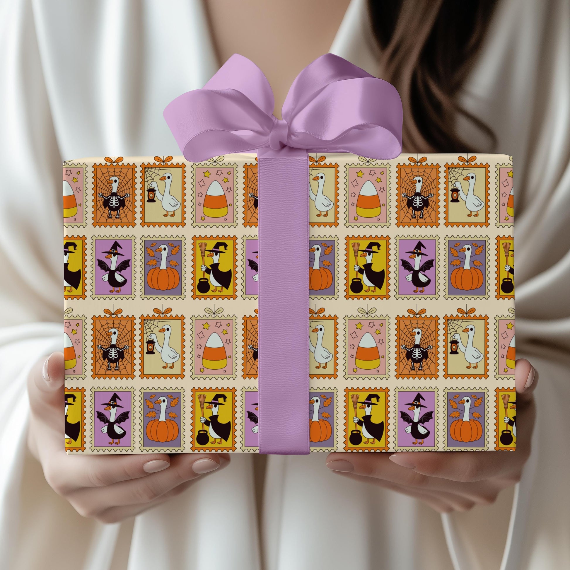 Spooky Goose Wrapping Paper Personalized First Birthday Gift Wrap Autumn Birthday Goose Wrapping Paper Roll Funny Goose Fall Gift Wrap Paper - LAUMIANstudio