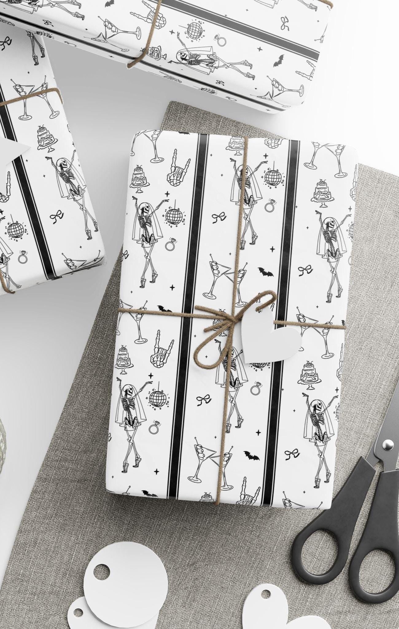Till Death Do Us Party Gift Wrap Spooky Bachelorette Gift Wrapping Paper Custom Skeleton Bach Party Gift Paper Spooky Bridal Shower Wrap - LAUMIANstudio