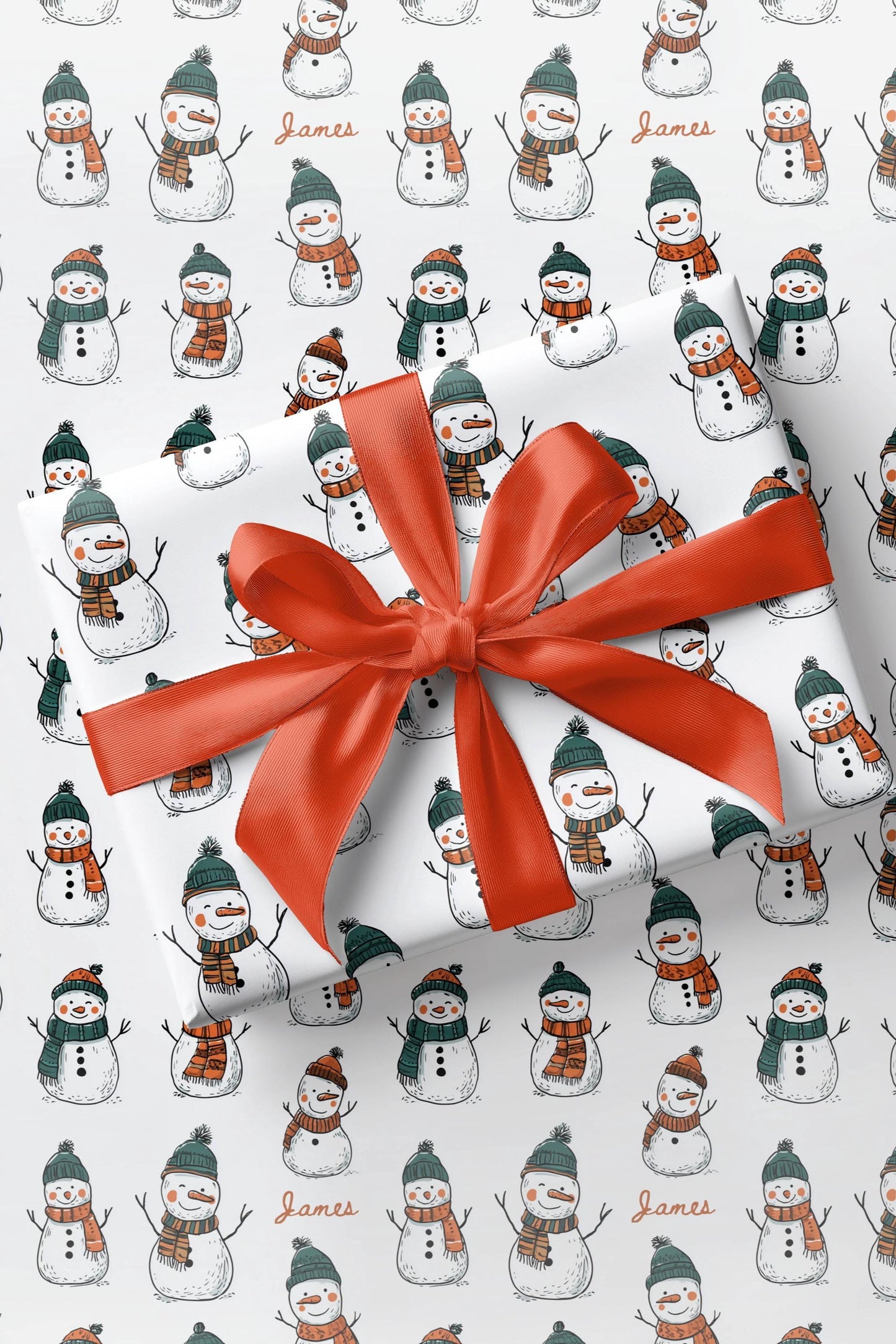 Christmas Snowman Wrapping Paper Winter Snow Birthday Gift Wrap Custom Name Wrapping Paper Showman Gift Wrap for Kid Snow Birthday Party - LAUMIANstudio