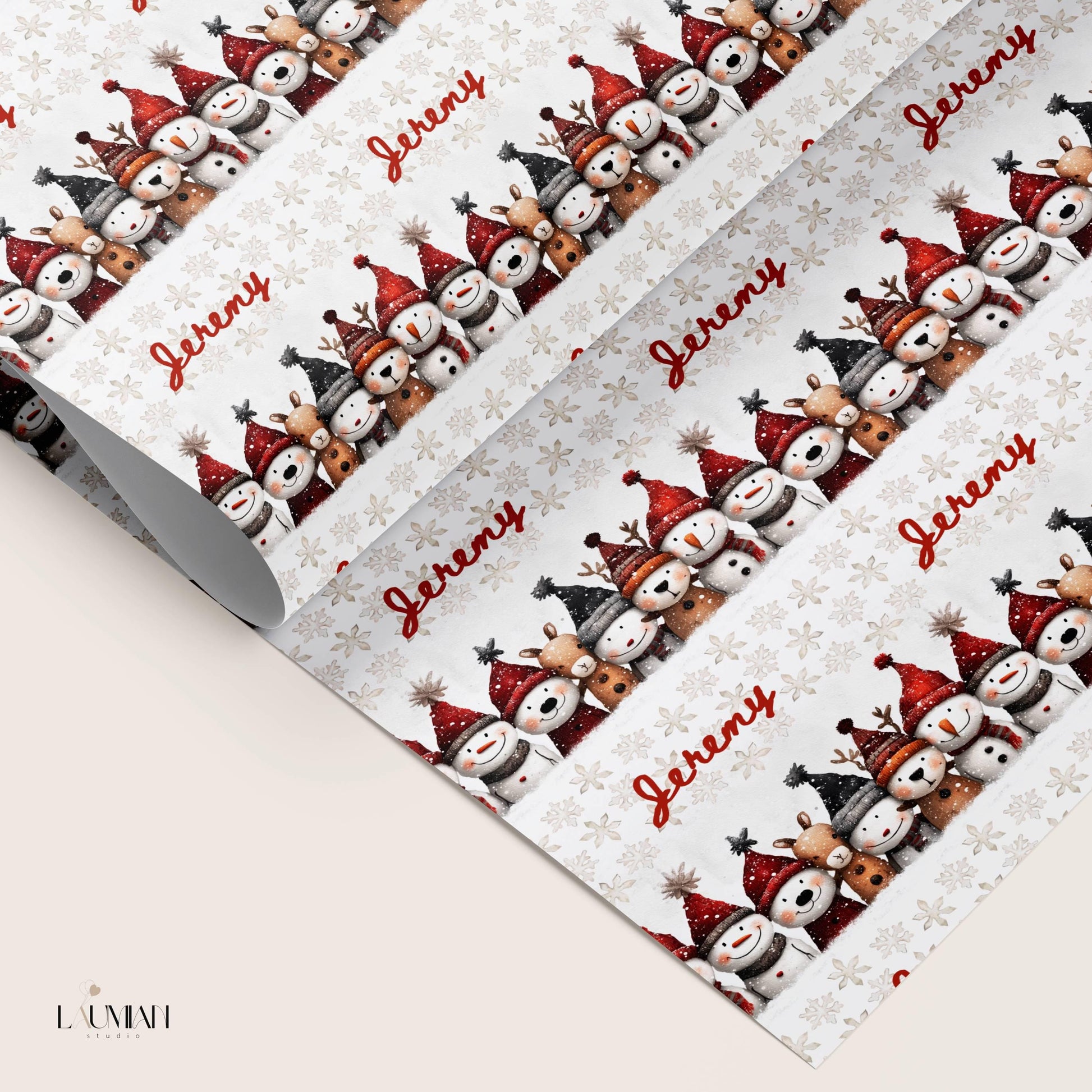 Winter Wonderland Wrapping Paper Vintage Snowman Gift Wrap Christmas Children Present Wrapping Grandson First Christmas Wrapping Paper - LAUMIANstudio