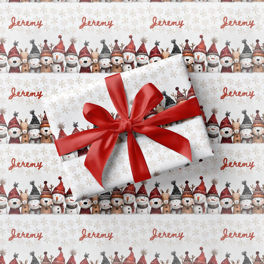 Winter Wonderland Wrapping Paper Vintage Snowman Gift Wrap Christmas Children Present Wrapping Grandson First Christmas Wrapping Paper - LAUMIANstudio