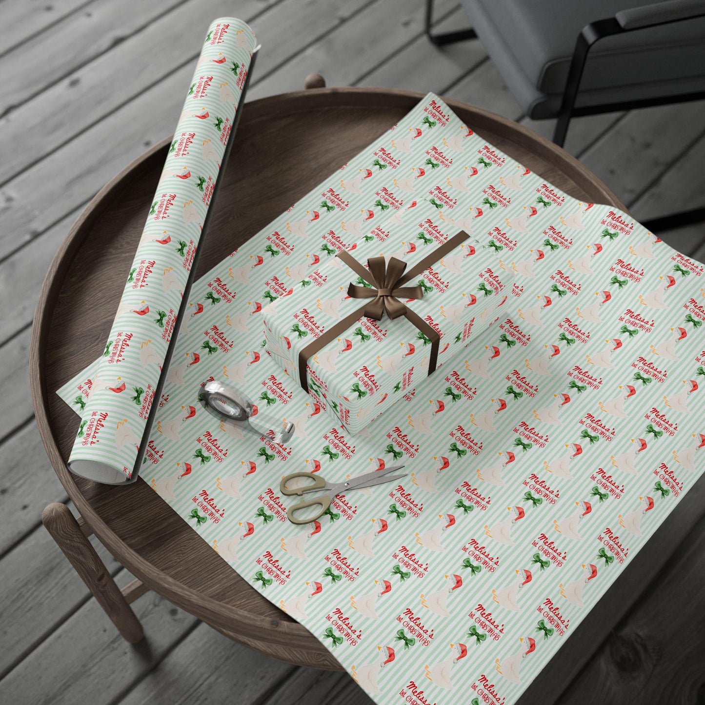 Festive Silly Goose Wrapping Paper First Christmas Silly Goose Gift Wrap Holiday Baby Shower Gift Wrap Personalized 1st Birthday Silly Goose - LAUMIANstudio