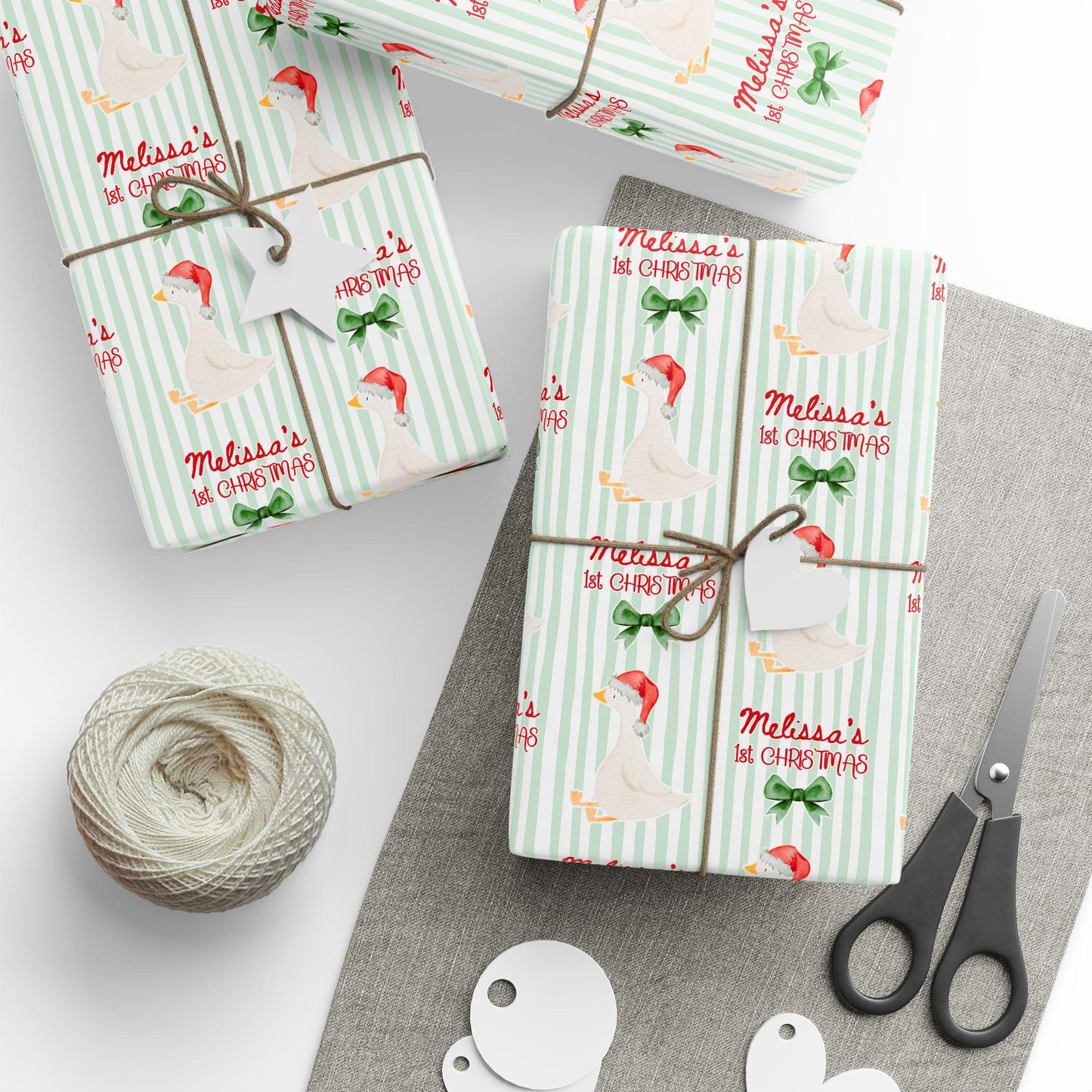 Festive Silly Goose Wrapping Paper First Christmas Silly Goose Gift Wrap Holiday Baby Shower Gift Wrap Personalized 1st Birthday Silly Goose - LAUMIANstudio