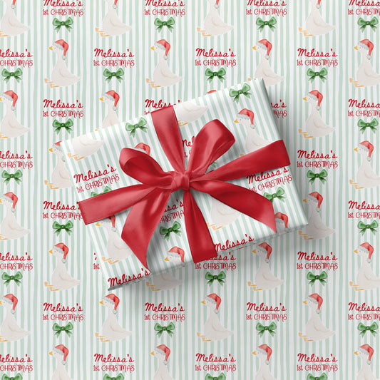 Festive Silly Goose Wrapping Paper First Christmas Silly Goose Gift Wrap Holiday Baby Shower Gift Wrap Personalized 1st Birthday Silly Goose - LAUMIANstudio