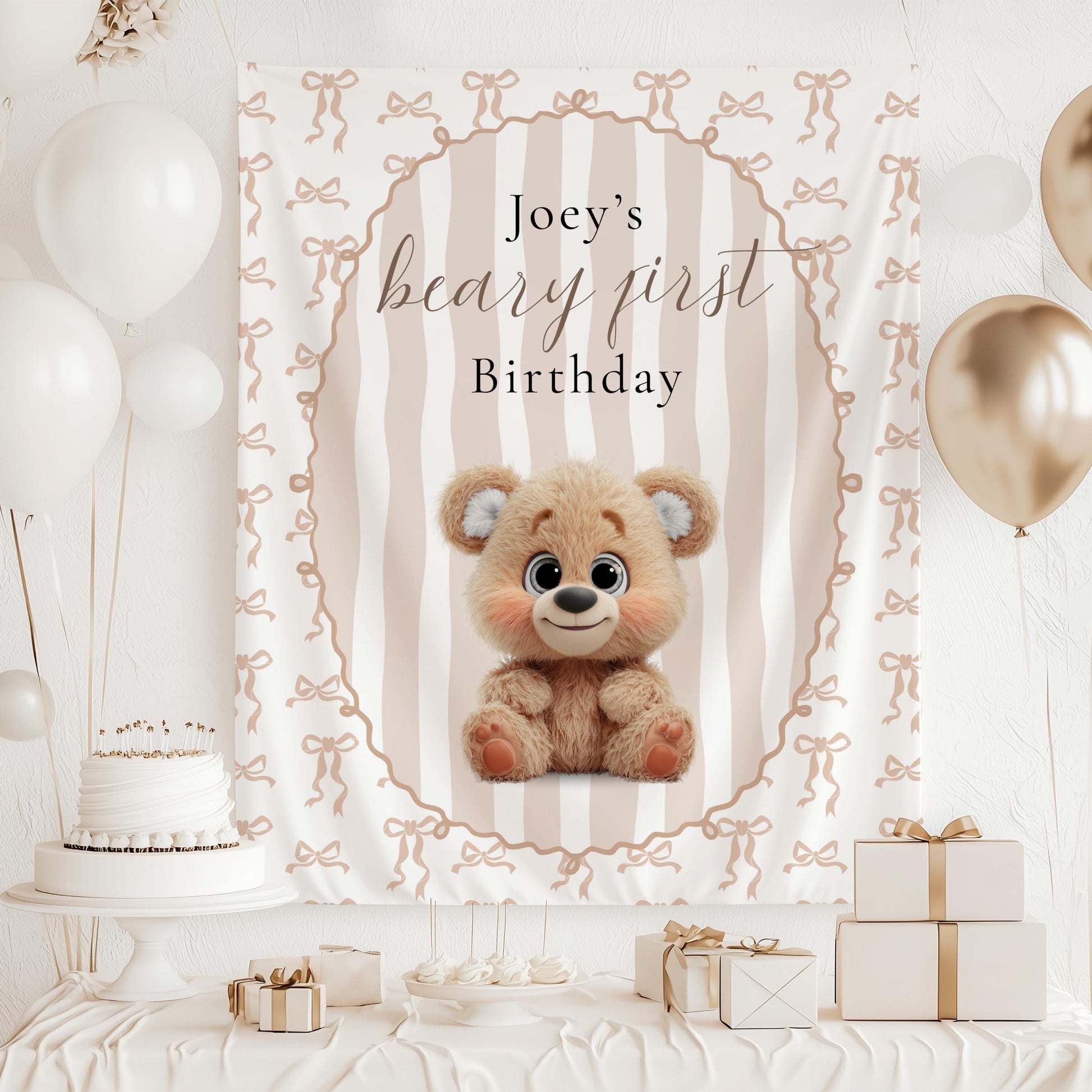 Pink Beary 1st Birthday Backdrop Girl First Birthday Decor Teddy Girl is One Birthday Banner Teddy Bear Party Pink Prop Beary First Bday - LAUMIANstudio