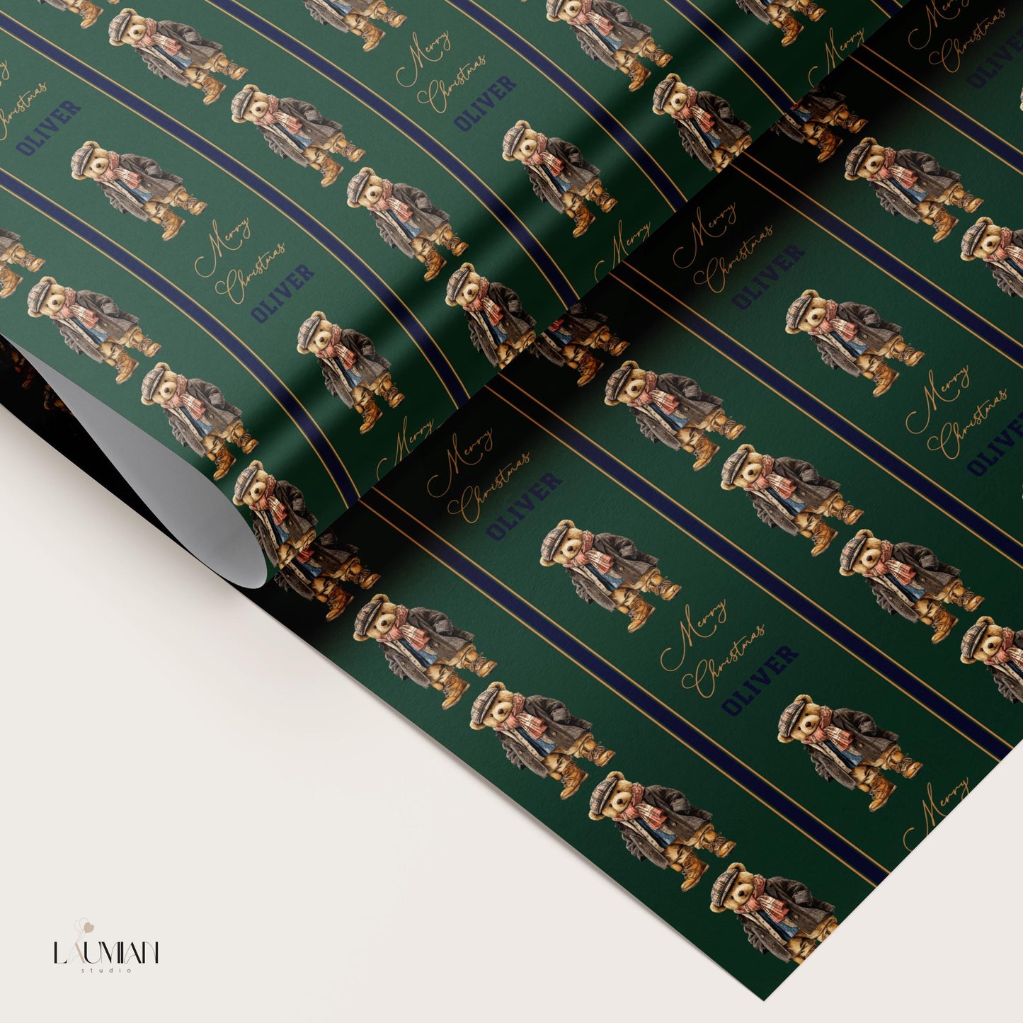 Teddy Bear Wrapping Paper Kid Christmas Gift Wrap Bear Theme Baby Shower Bearly Wait Gift Wrapping Paper Roll Boy Baby Shower Wrap Bear - LAUMIANstudio