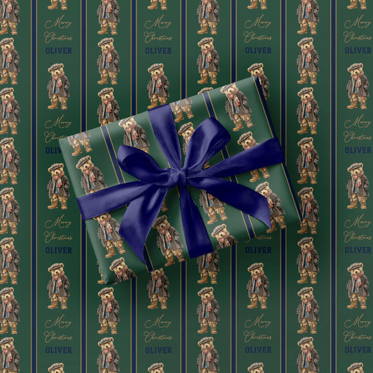 Teddy Bear Wrapping Paper Kid Christmas Gift Wrap Bear Theme Baby Shower Bearly Wait Gift Wrapping Paper Roll Boy Baby Shower Wrap Bear - LAUMIANstudio