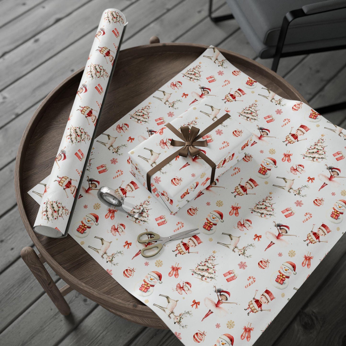 Festive Ballerina Wrapping Paper Children Red Christmas Gift Wrap Personalized Red Ballerina Gift Wrap Christmas Birthday Custom Wrap Girl - LAUMIANstudio