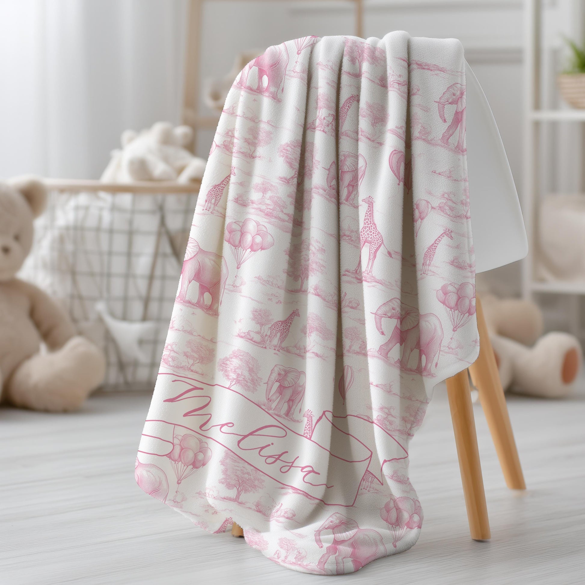 Vintage Safari Personalized Baby Blanket Beige Nursery Decor Personalised Safari Baby Blanket Soft Cream Jungle Animal Throw Neutral Color - LAUMIANstudio