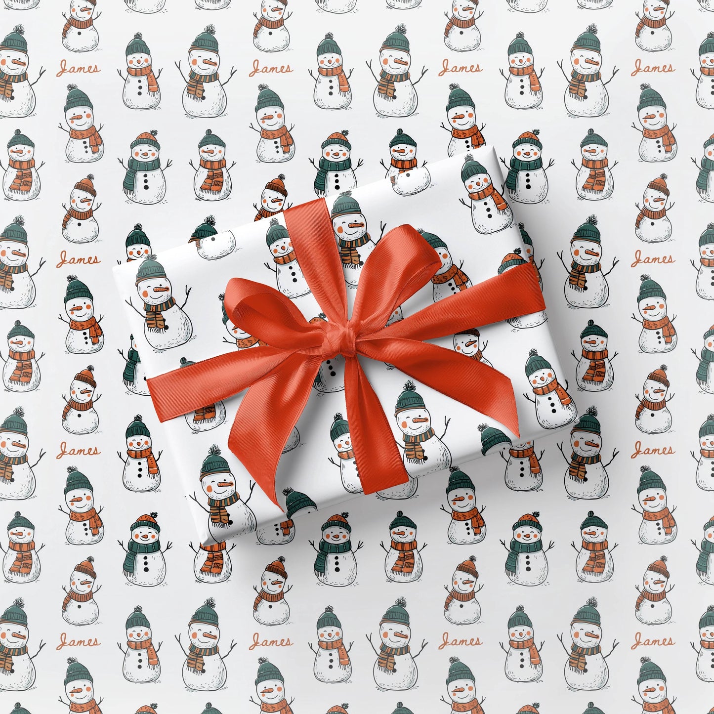 Christmas Snowman Wrapping Paper Winter Snow Birthday Gift Wrap Custom Name Wrapping Paper Showman Gift Wrap for Kid Snow Birthday Party - LAUMIANstudio