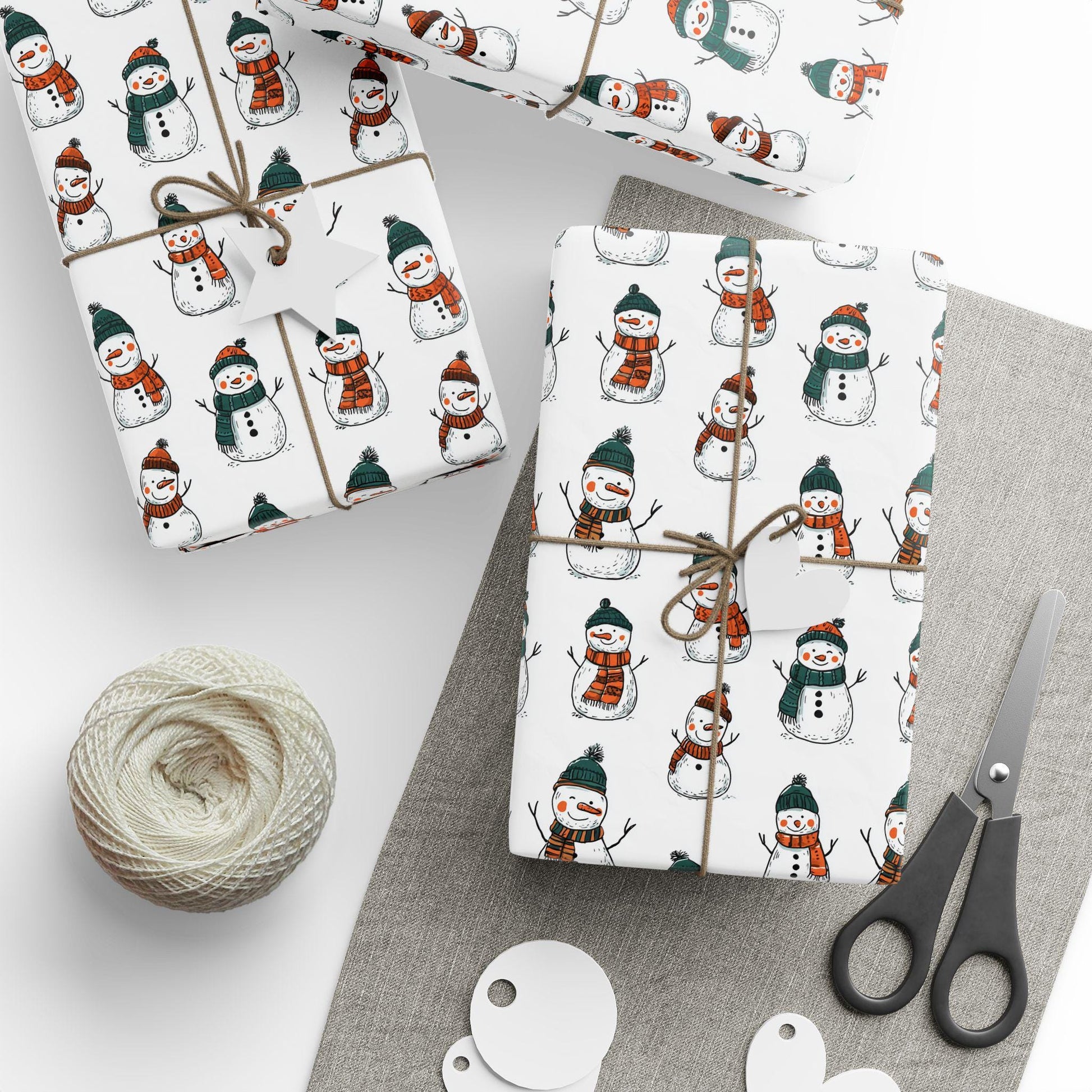 Christmas Snowman Wrapping Paper Winter Snow Birthday Gift Wrap Custom Name Wrapping Paper Showman Gift Wrap for Kid Snow Birthday Party - LAUMIANstudio