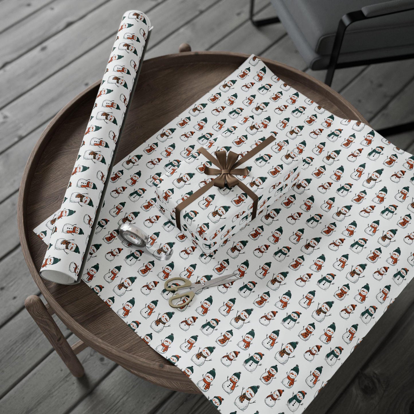 Christmas Snowman Wrapping Paper Winter Snow Birthday Gift Wrap Custom Name Wrapping Paper Showman Gift Wrap for Kid Snow Birthday Party - LAUMIANstudio