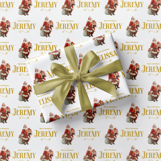Personalized Santa Clause Wrapping Paper Custom Name Santa Gift Wrap Christmas Santa Wrapping Paper Roll Christmas Kid Gift Wrap with Name - LAUMIANstudio