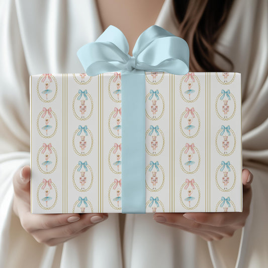 Elegant Ballerina Nutcracker Wrapping Paper Toy Baby Shower Gift Wrap Baby Girl Shower Wrap Pink Nutcracker Wrapping Paper Pink Christmas - LAUMIANstudio