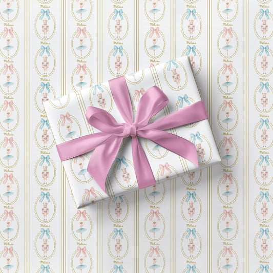 Elegant Ballerina Nutcracker Wrapping Paper Toy Baby Shower Gift Wrap Baby Girl Shower Wrap Pink Nutcracker Wrapping Paper Pink Christmas - LAUMIANstudio