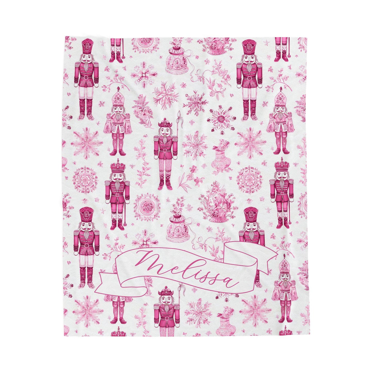 Blue Toile Nutcracker Baby Blanket Personalized Baby Boy Christmas Blanket 1st Christmas Gift for Grandson Personalized Nutcracker Blanket - LAUMIANstudio
