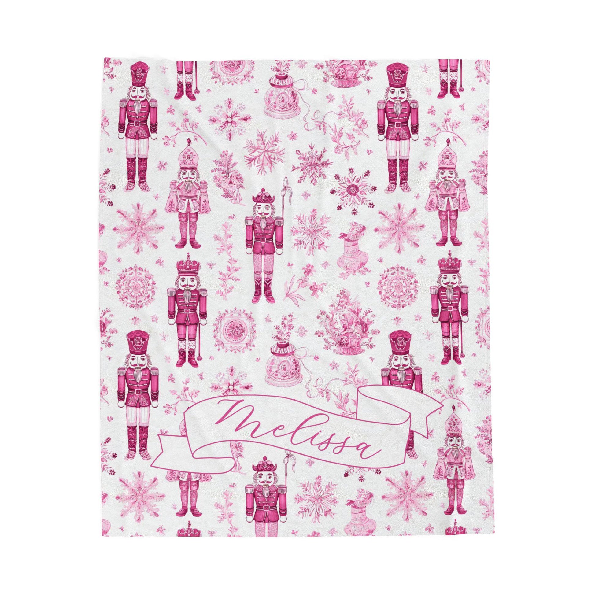 Blue Toile Nutcracker Baby Blanket Personalized Baby Boy Christmas Blanket 1st Christmas Gift for Grandson Personalized Nutcracker Blanket - LAUMIANstudio