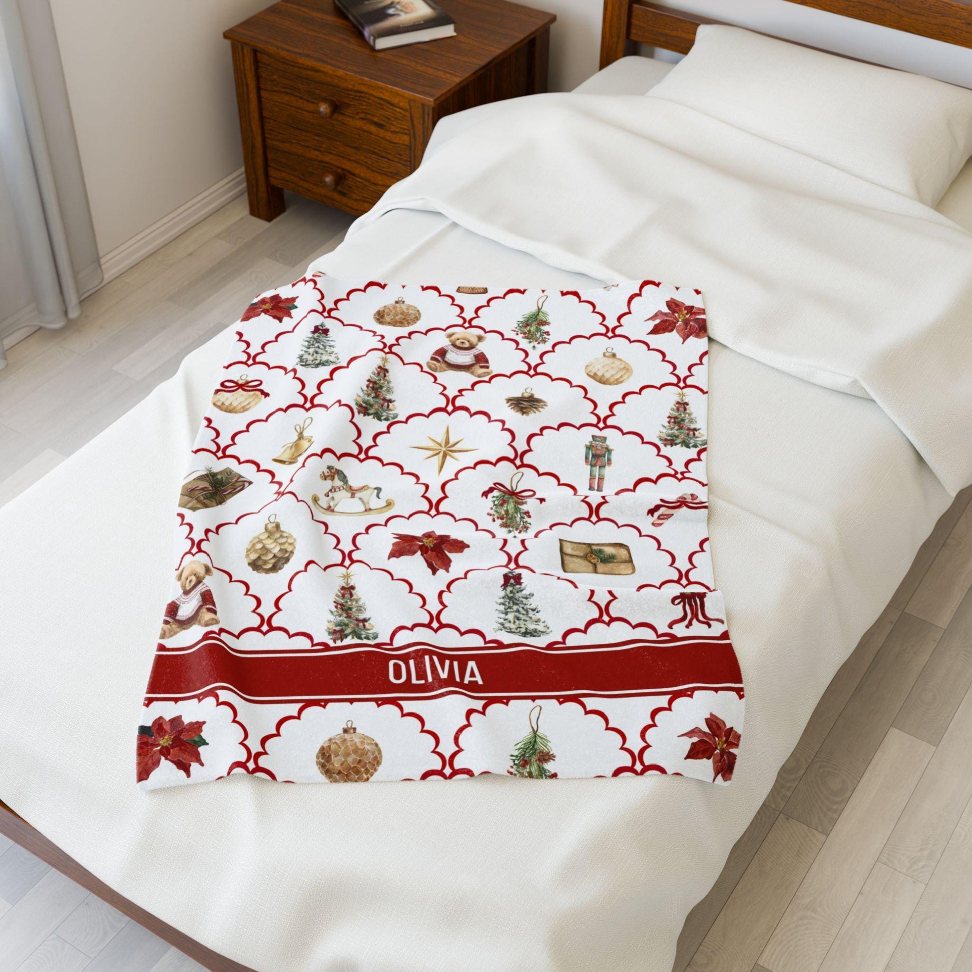 Custom Name Christmas Family Blanket: Velveteen Plush, Sherpa, Woven - LAUMIANstudio
