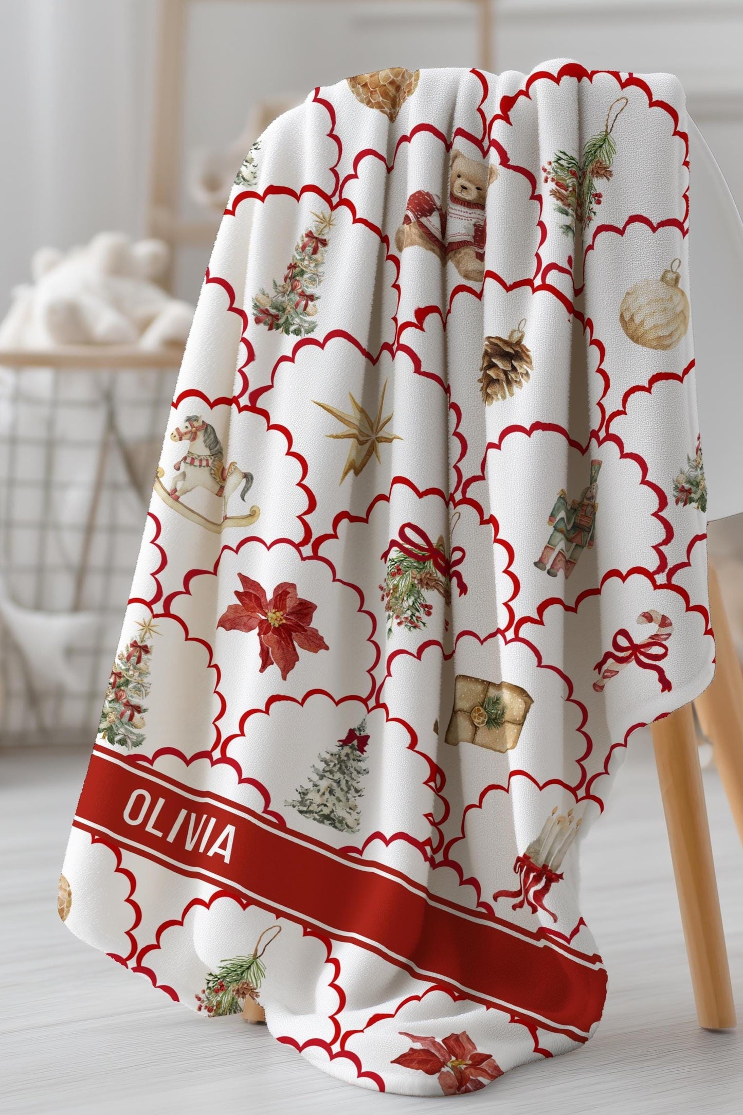 Custom Name Christmas Family Blanket: Velveteen Plush, Sherpa, Woven - LAUMIANstudio