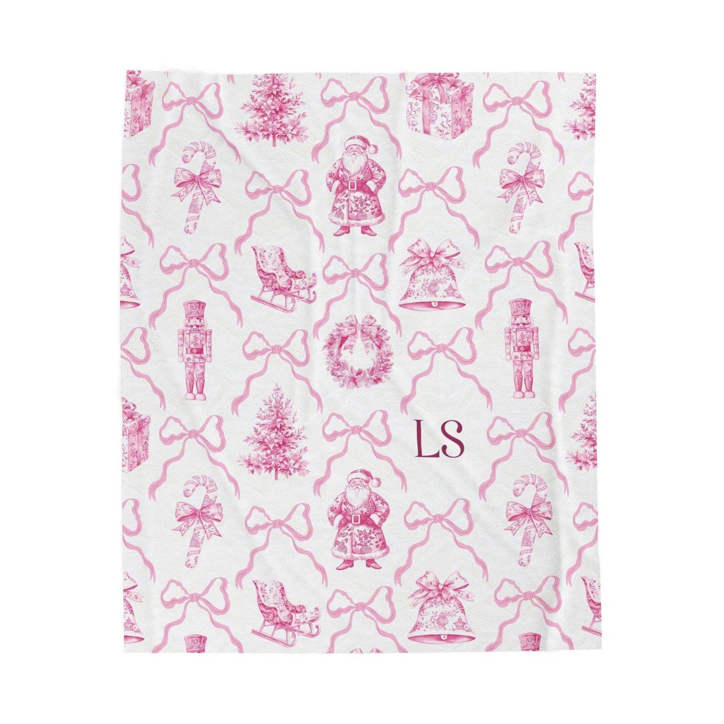 Personalized Pink Nutcracker Baby Blanket Girly Holiday Minky Blanket for Girl Christmas Gift with Santa Baby Shower Gift with Initials - LAUMIANstudio