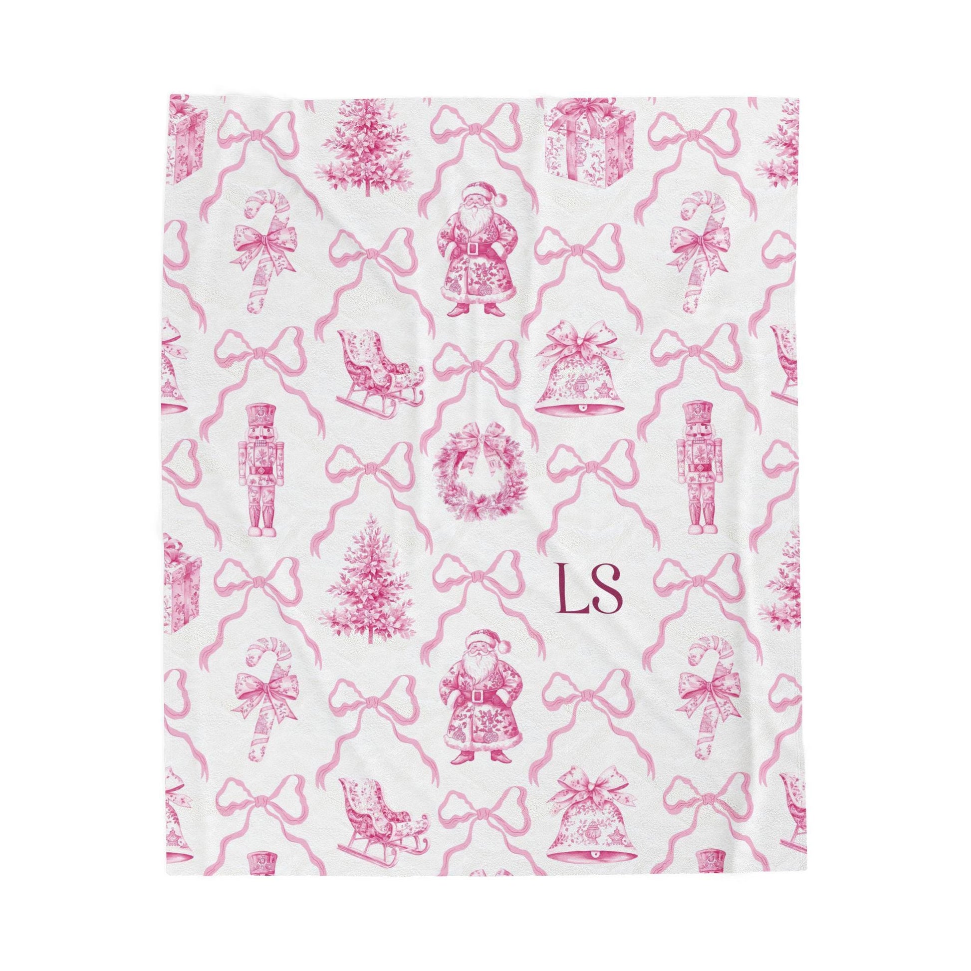 Personalized Pink Nutcracker Baby Blanket Girly Holiday Minky Blanket for Girl Christmas Gift with Santa Baby Shower Gift with Initials - LAUMIANstudio