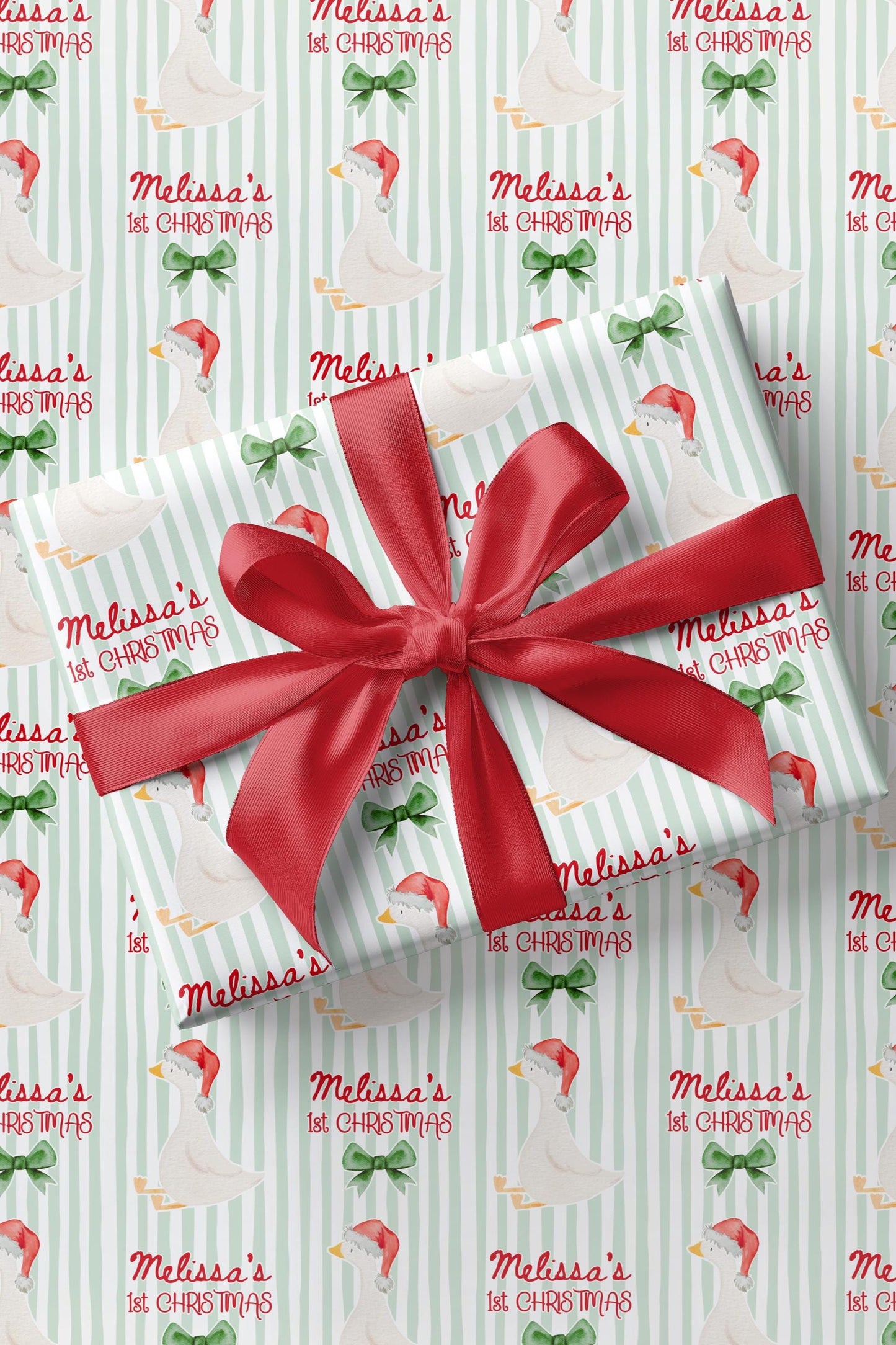 Festive Silly Goose Wrapping Paper First Christmas Silly Goose Gift Wrap Holiday Baby Shower Gift Wrap Personalized 1st Birthday Silly Goose - LAUMIANstudio