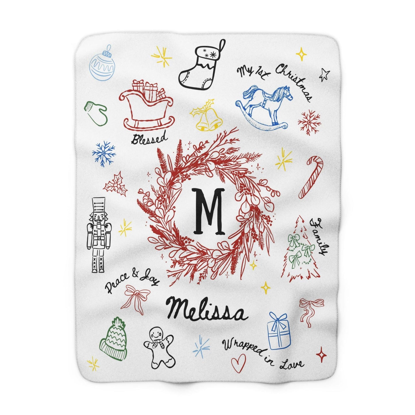 Personalized First Christmas Baby Blanket Custom Baby Name Woven Blanket for Newborn 1st Christmas Keepsake - LAUMIANstudio